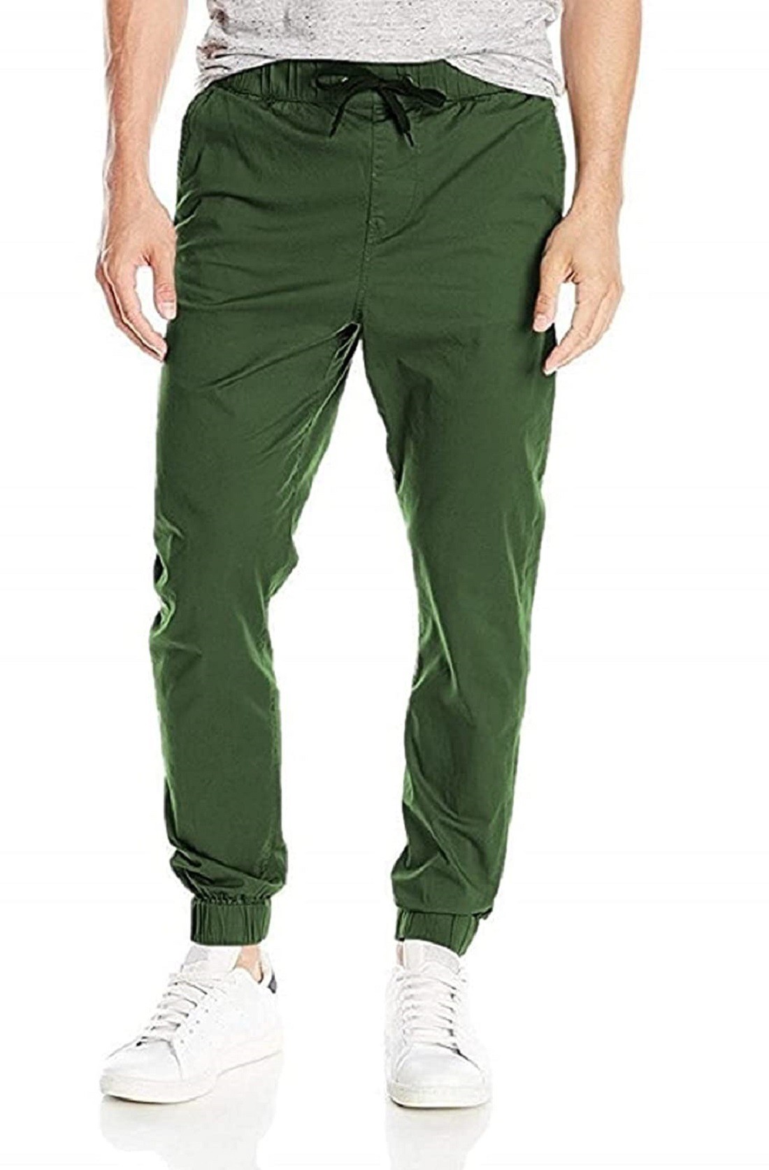 Dark Green Cotton Blend Solid Mens slim fit  Joggers