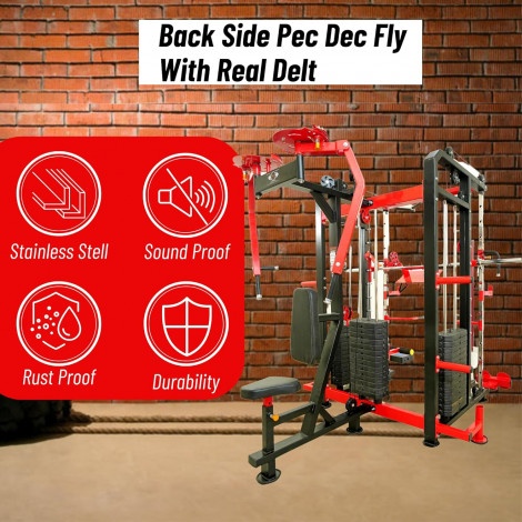 Gym24 Multi Home Gym GFTSP-701 PVC- Functional Trainer with Smith Machine and PEC Fly with Rear Delt