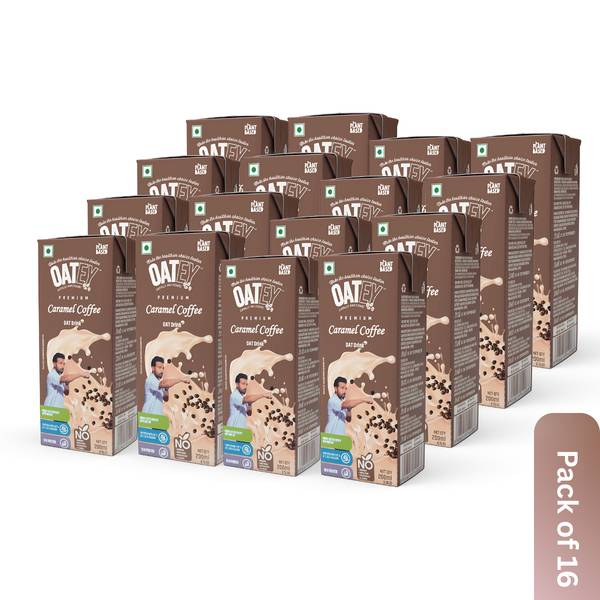 OATEY Premium Caramel Coffee Oat Milk: Pack of 16 (3.2 L) | Plant-Based Vegan Milk
