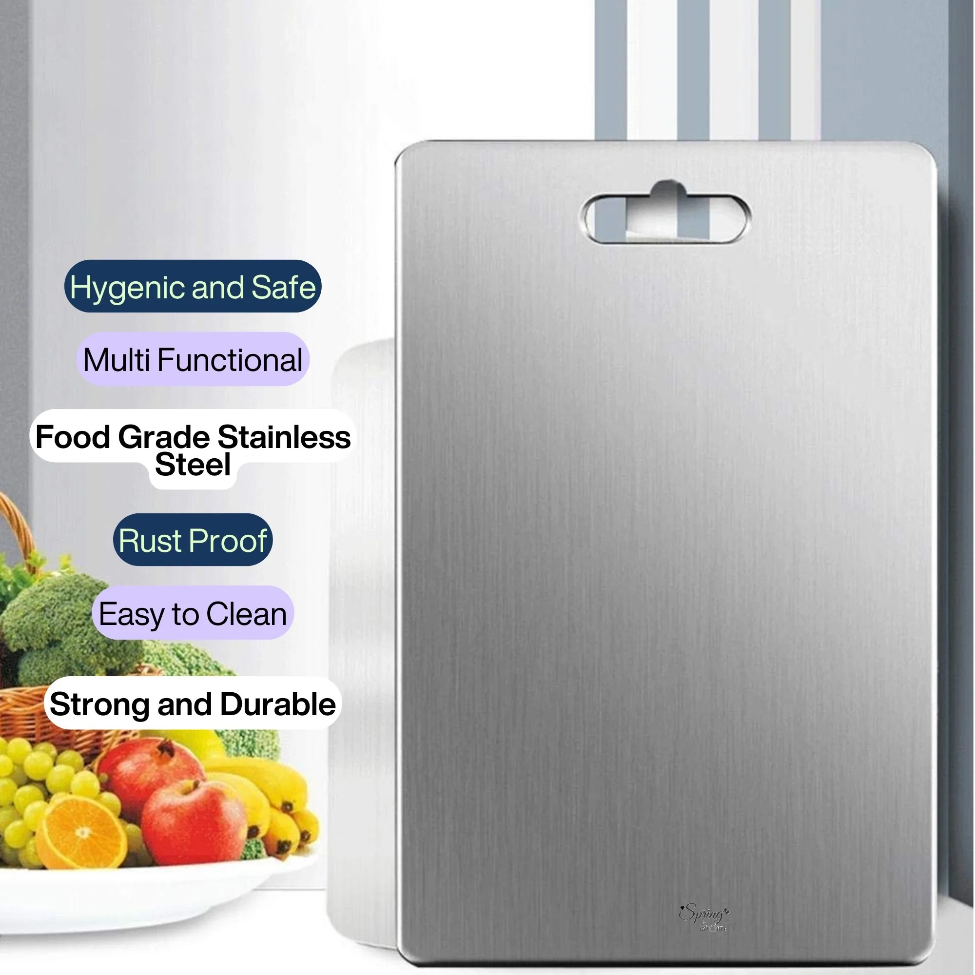 LA' FORTE Stainless Steel Chopping Board (31 cm x 20.5 cm)