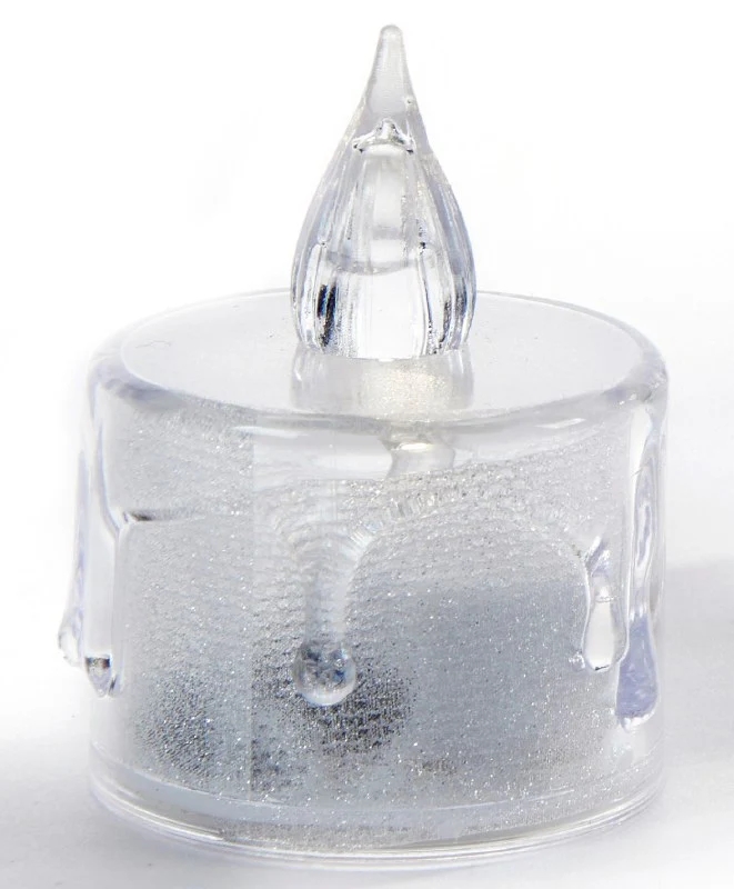 LED Tea Lights Candle (Diwali Diya) – Flameless, Crystal Design, Battery-Operated-12 Pcs