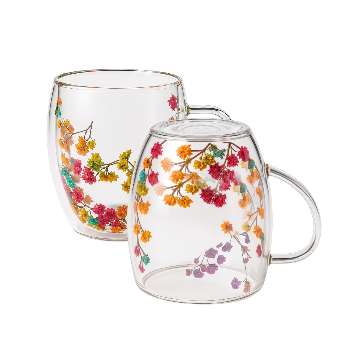 250ml Double-Walled Borosilicate Glass Cups | Transparent Insulated Coffee Mugs for Hot & Cold Beverages (Set of 2)