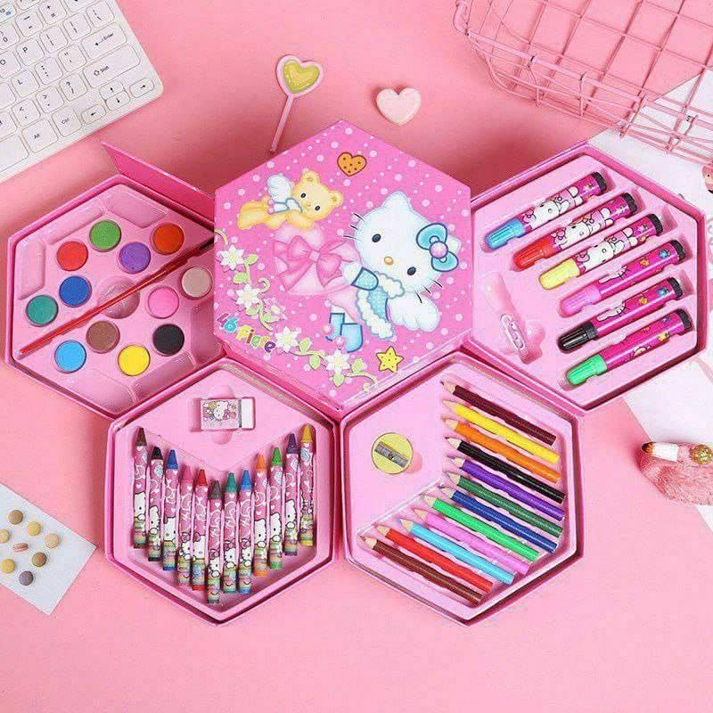 46 Pcs Durable Color Box, Fully Loaded Combo of Water, Crayons, Pencil & Sketch Colors Art Set, Art Kit, Kids Painting Set, Box with Color Pencil, (Print May Very)