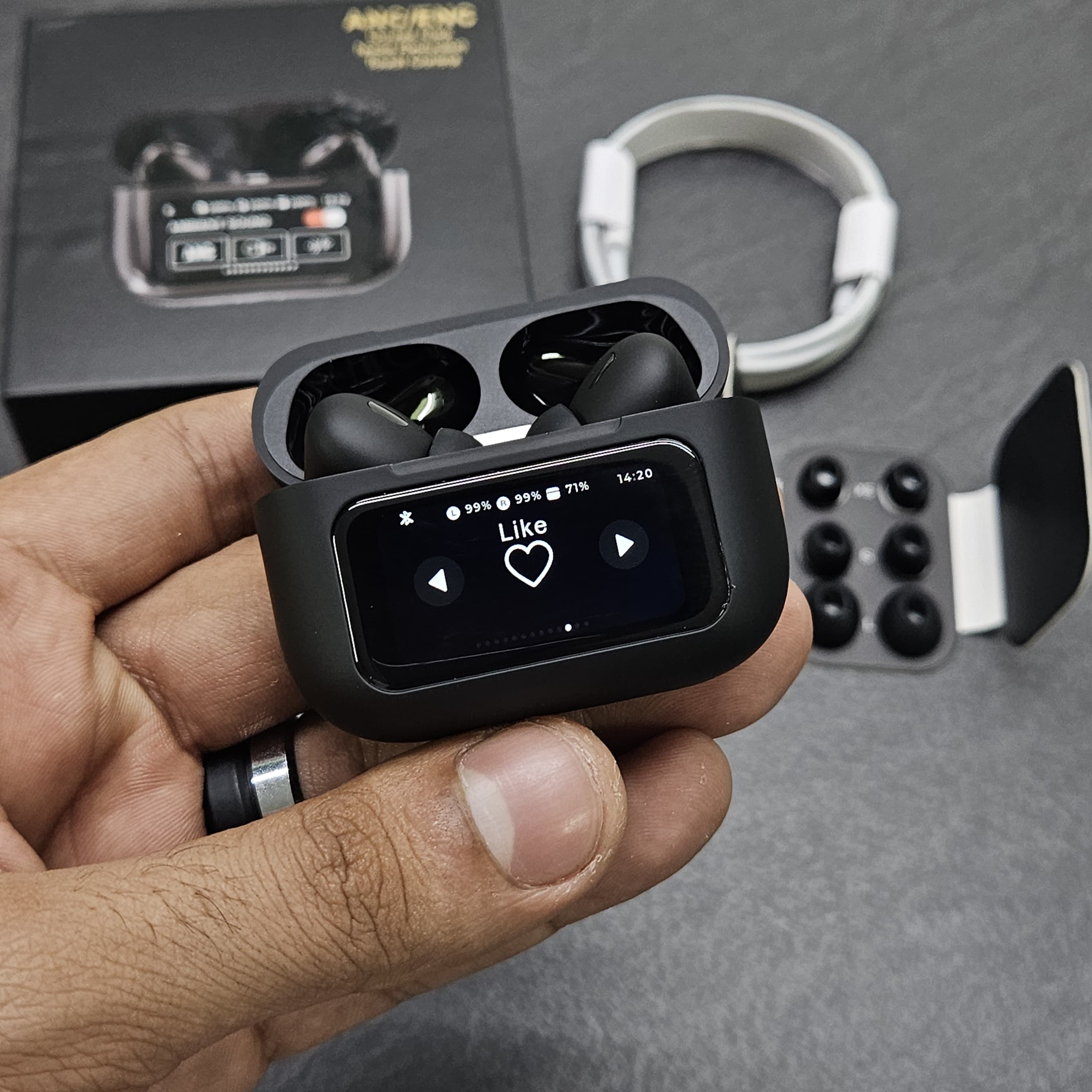 New 2024 Tws With Digital Touch Display + Quick Type C Charging + Noise Cancellation BLACK PRO 2