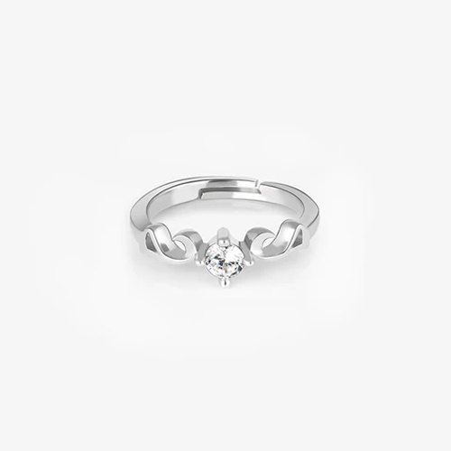 Silver Zircon Beachy Waves Ring Made with 925 Silver