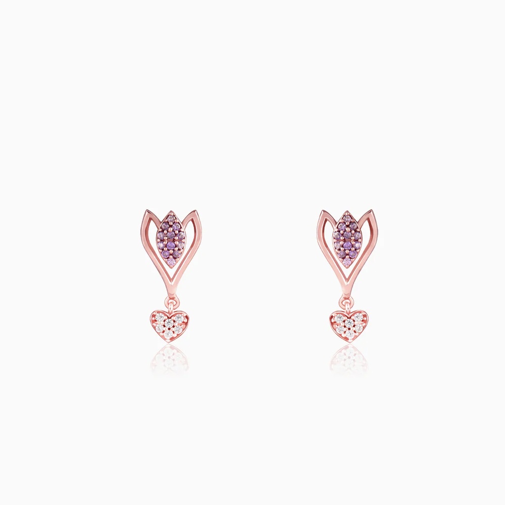 Rose Gold Blossoming Crocus Earrings Made with 925 Silver