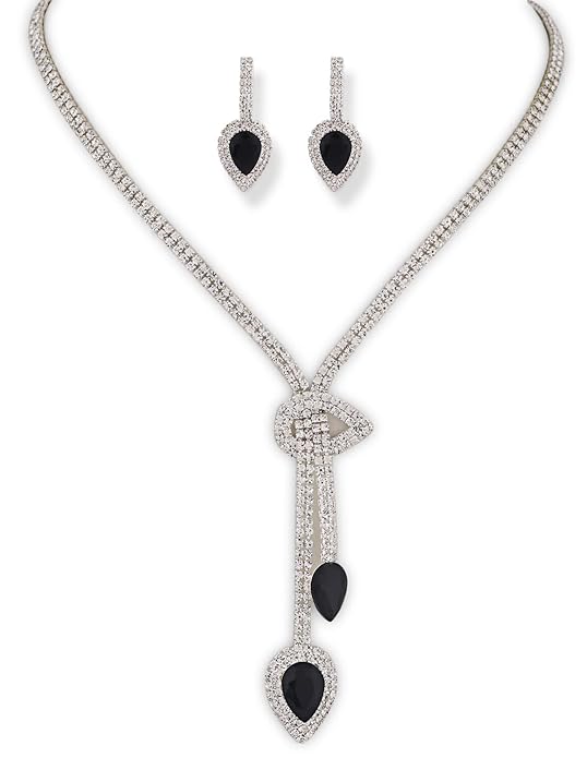 Stylish Fancy Sparkling Crystal Diamond Necklace Jewellery Set for Women