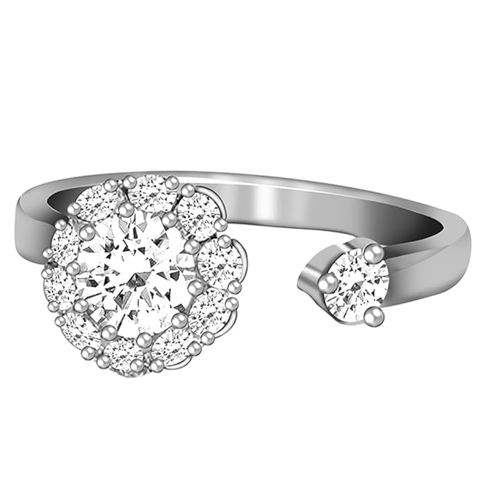 Silver Zircon Solitaire Spin Ring,Adjustable