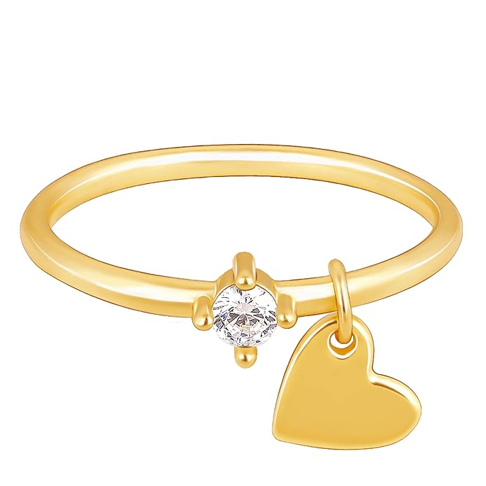 Silver Golden Dangling Heart Ring