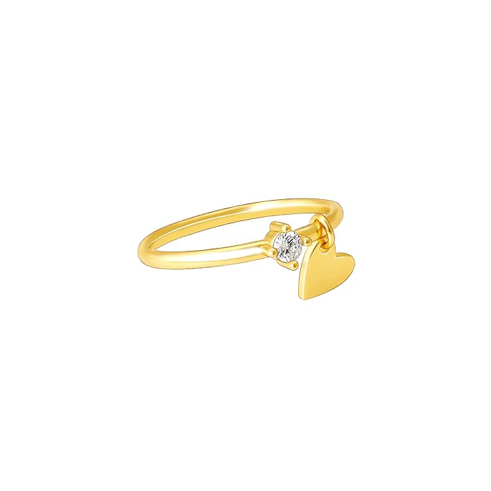 Silver Golden Dangling Heart Ring