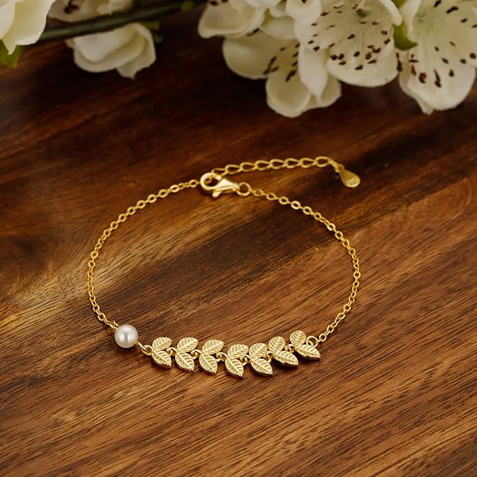 Silver Golden Leaves Bracelet, Adjustable Gifts for Girlfriend, Gifts for Women & Girls