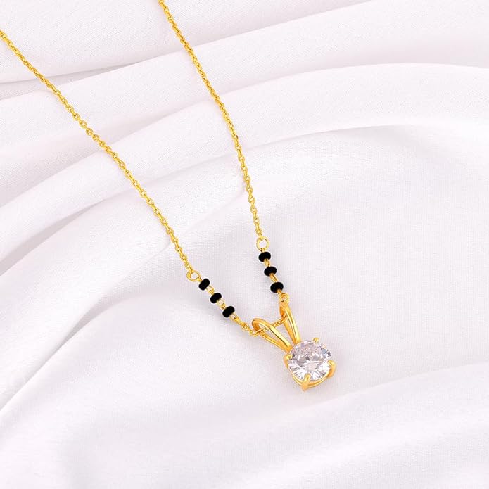 Silver Golden Forever Moments Mangalsutra | Black Bead Necklace