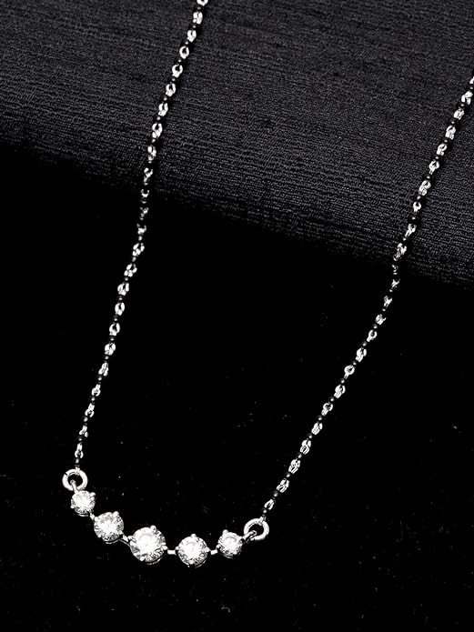 Silver Rhodium Plated 5 Stone Pendant Earring Necklace Set With Chain