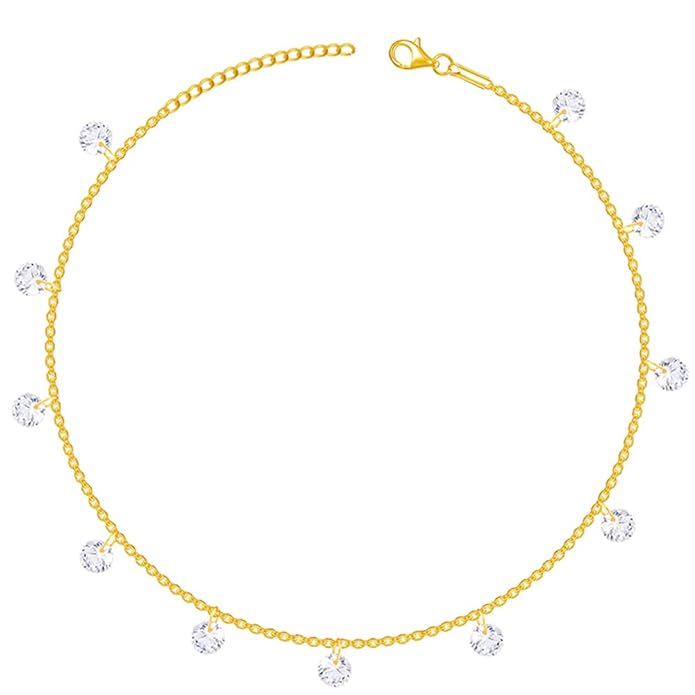 Silver Golden Charming Treasure Anklets (Single) |Gifts for Women and Girls | With Certificate of Authenticity and 925 Stamp