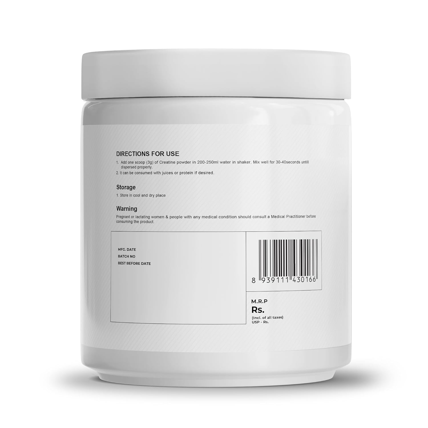 Wellcore - Pure Micronised Creatine Monohydrate (250g, 83 Servings) Unflavoured | Lab Tested | Rapid Absorption | Enhanced Muscle strength & Power | Fast Recovery | Increased Muscle Mass|Powder