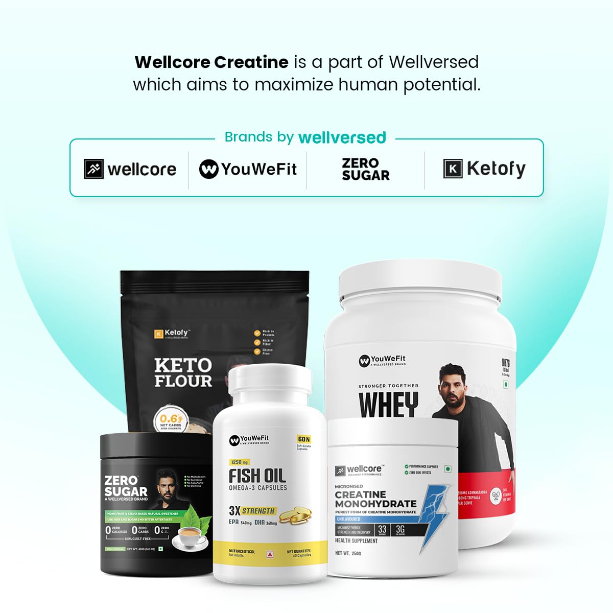 Wellcore - Pure Micronised Creatine Monohydrate (250g, 83 Servings) Unflavoured | Lab Tested | Rapid Absorption | Enhanced Muscle strength & Power | Fast Recovery | Increased Muscle Mass|Powder