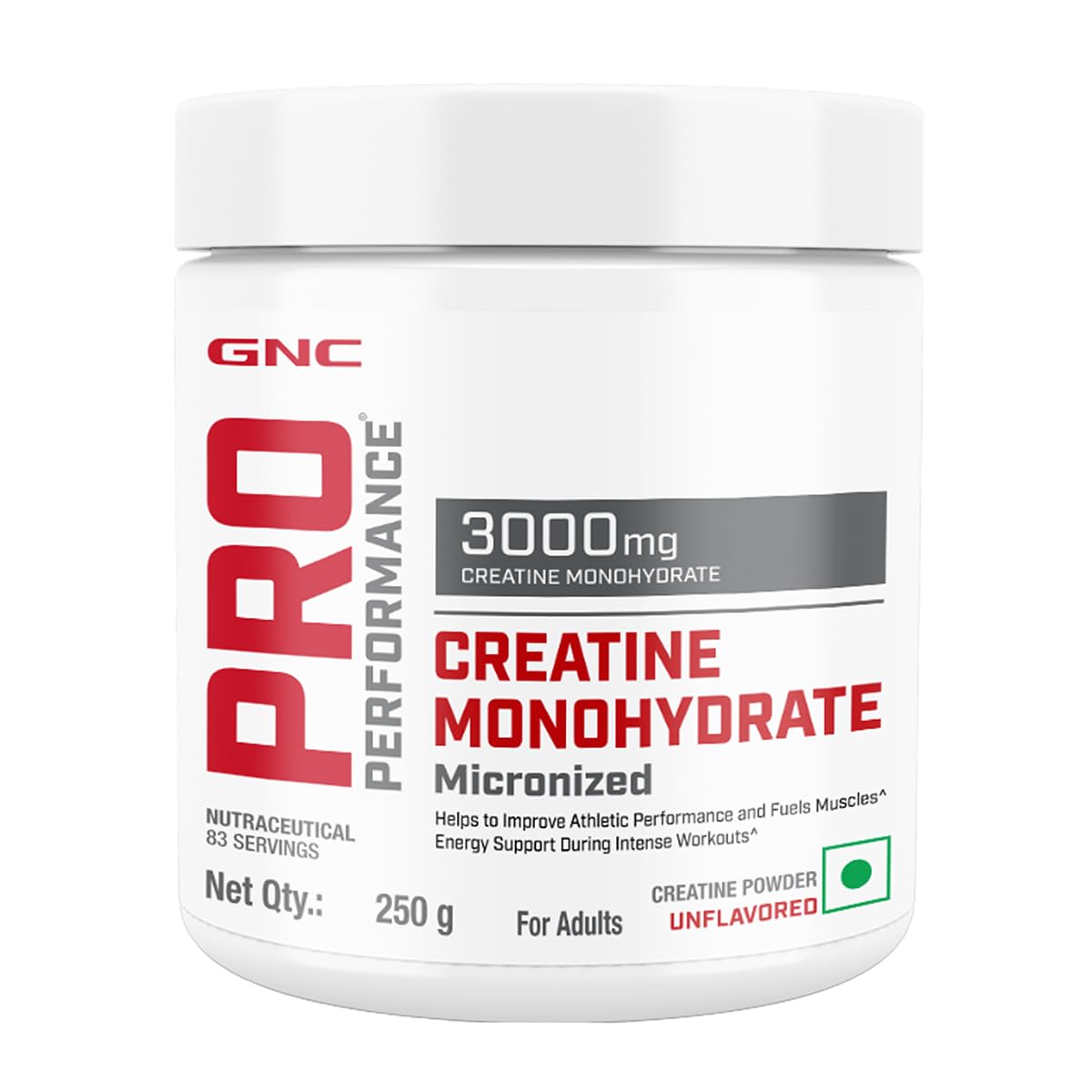  GNC Pro Performance Creatine Monohydrate | 250 gm | 83 Servings | Boosts Athletic Performance | Micronized & Instantized | Fuels Muscles 