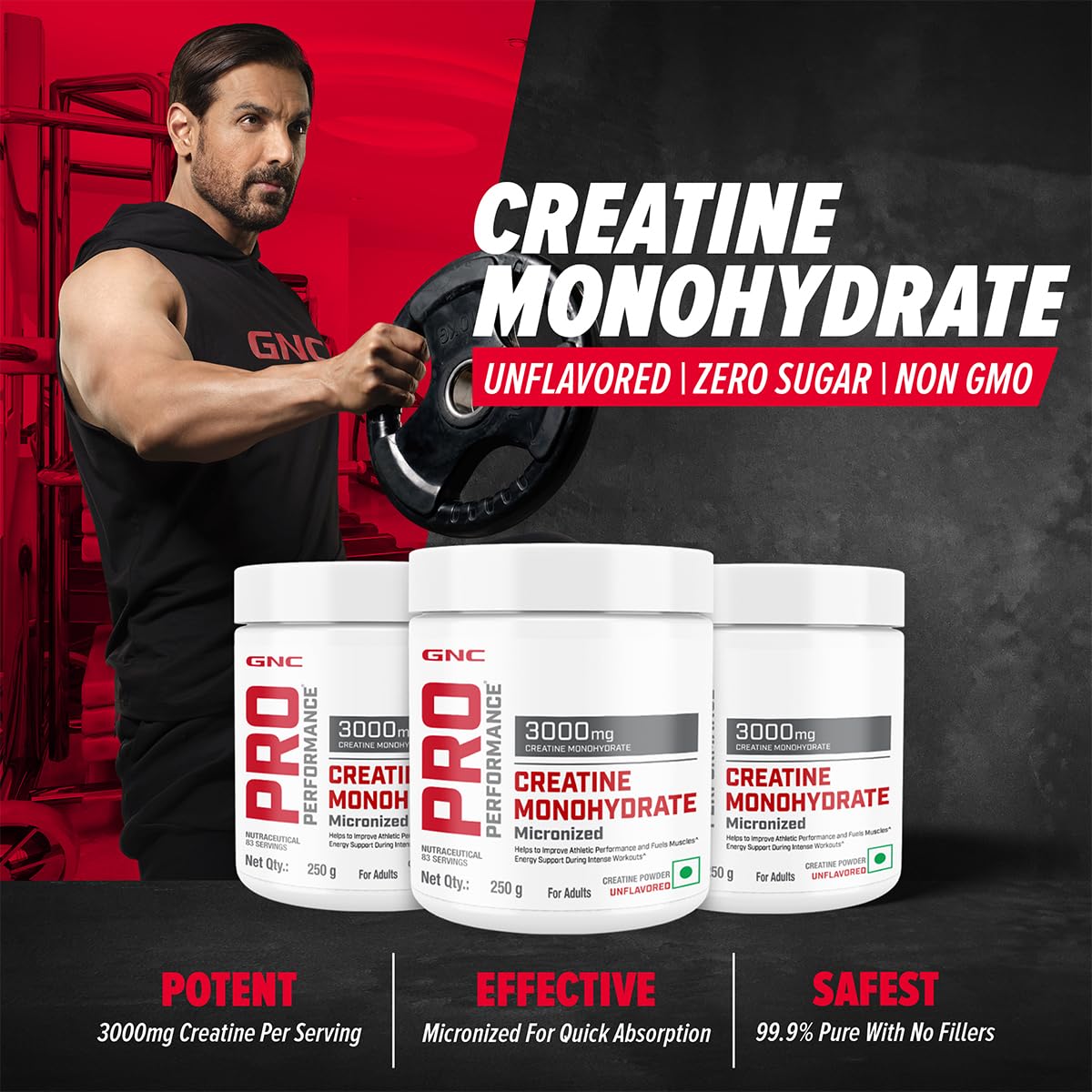  GNC Pro Performance Creatine Monohydrate | 250 gm | 83 Servings | Boosts Athletic Performance | Micronized & Instantized | Fuels Muscles 