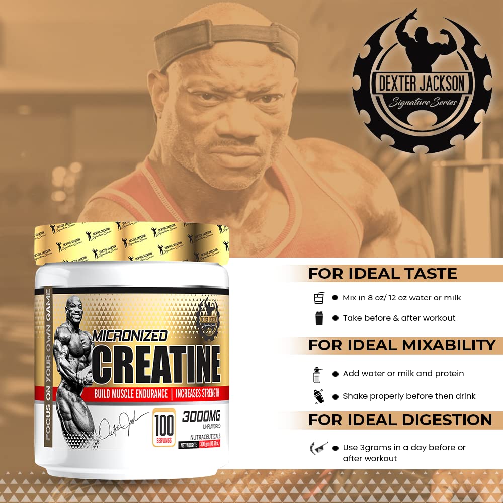 Dexter Jackson Creatine Powder | Builds Muscle Endurance & Helps to Increase Strength | 100 Servings,300gm