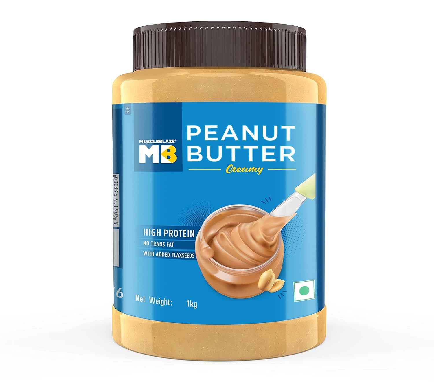 MuscleBlaze Classic Peanut Butter with Omega 3 & 6, Creamy, 26 g Protein, Fibre Rich, No Trans Fat, 1 kg