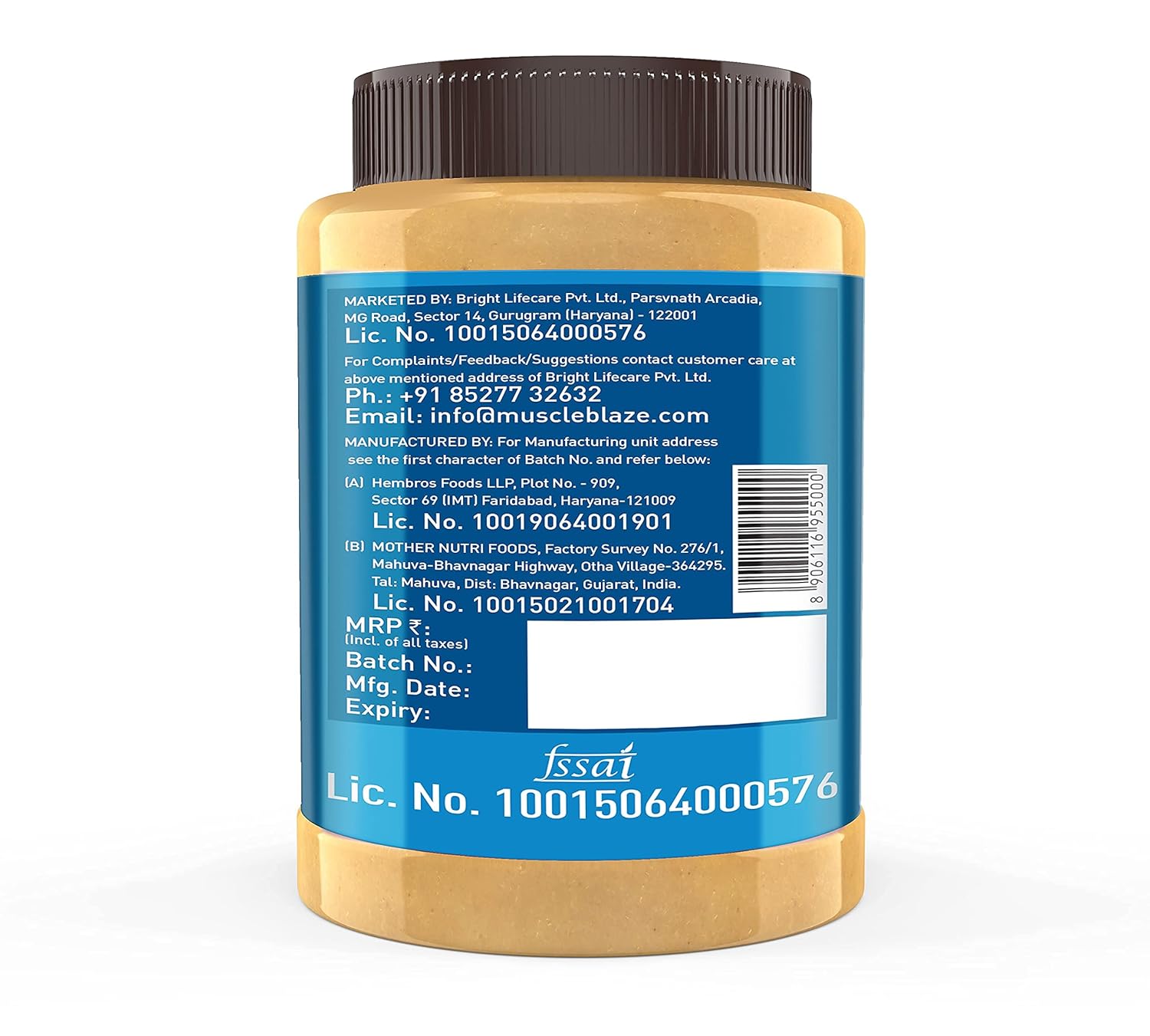 MuscleBlaze Classic Peanut Butter with Omega 3 & 6, Creamy, 26 g Protein, Fibre Rich, No Trans Fat, 1 kg