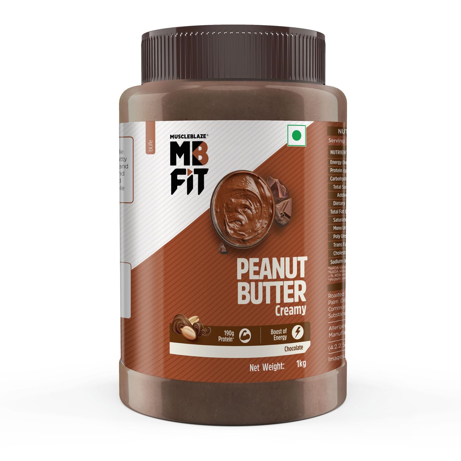  MuscleBlaze Chocolate Peanut Butter, Creamy, High Protein, No Trans Fat, Energy Booster, 1 kg