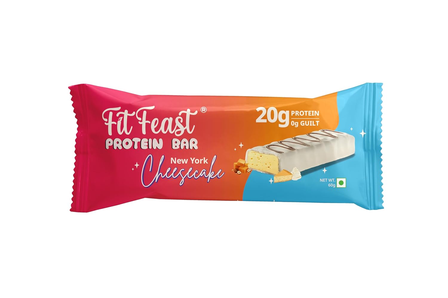  FitFeast New York Cheesecake Protein Bar | 20gm Protein | Boosts Energy | No Artificial Preservatives or Flavours | All Natural 