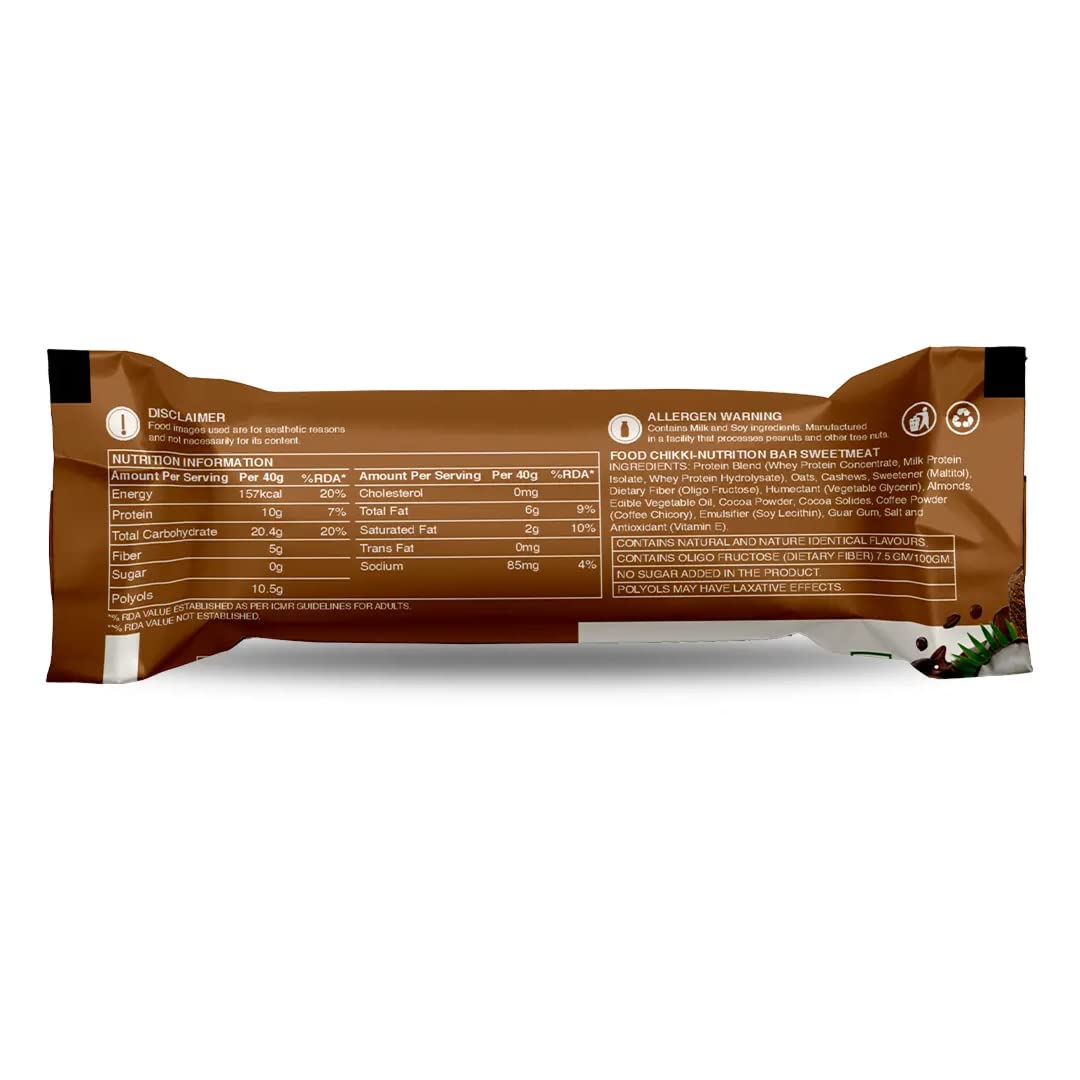 COREBOLICS ZERO BAR (10 GM) | Protein Bar |(Chocolate Coconut Flavour) | Zero Sugar | Zero Gluten | Zero Preservative