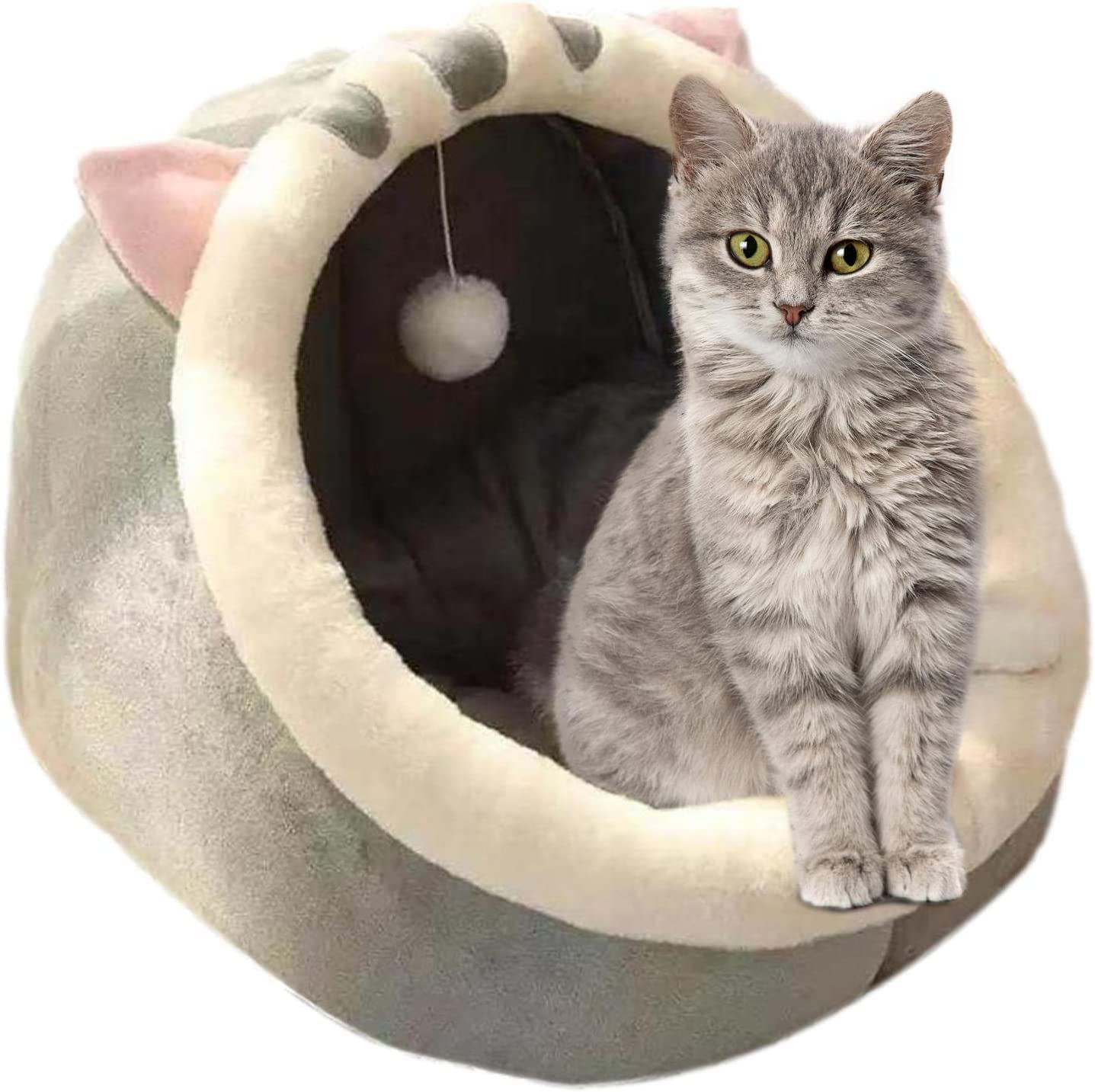 Cat Beds for Indoor Cats,Fluffy Calming Cat Bed with Slip-Resistant Bottom,Plush Round Dog Beds for Small Dogs,20 inch Kitten Bed Washable Dog Bed Camel