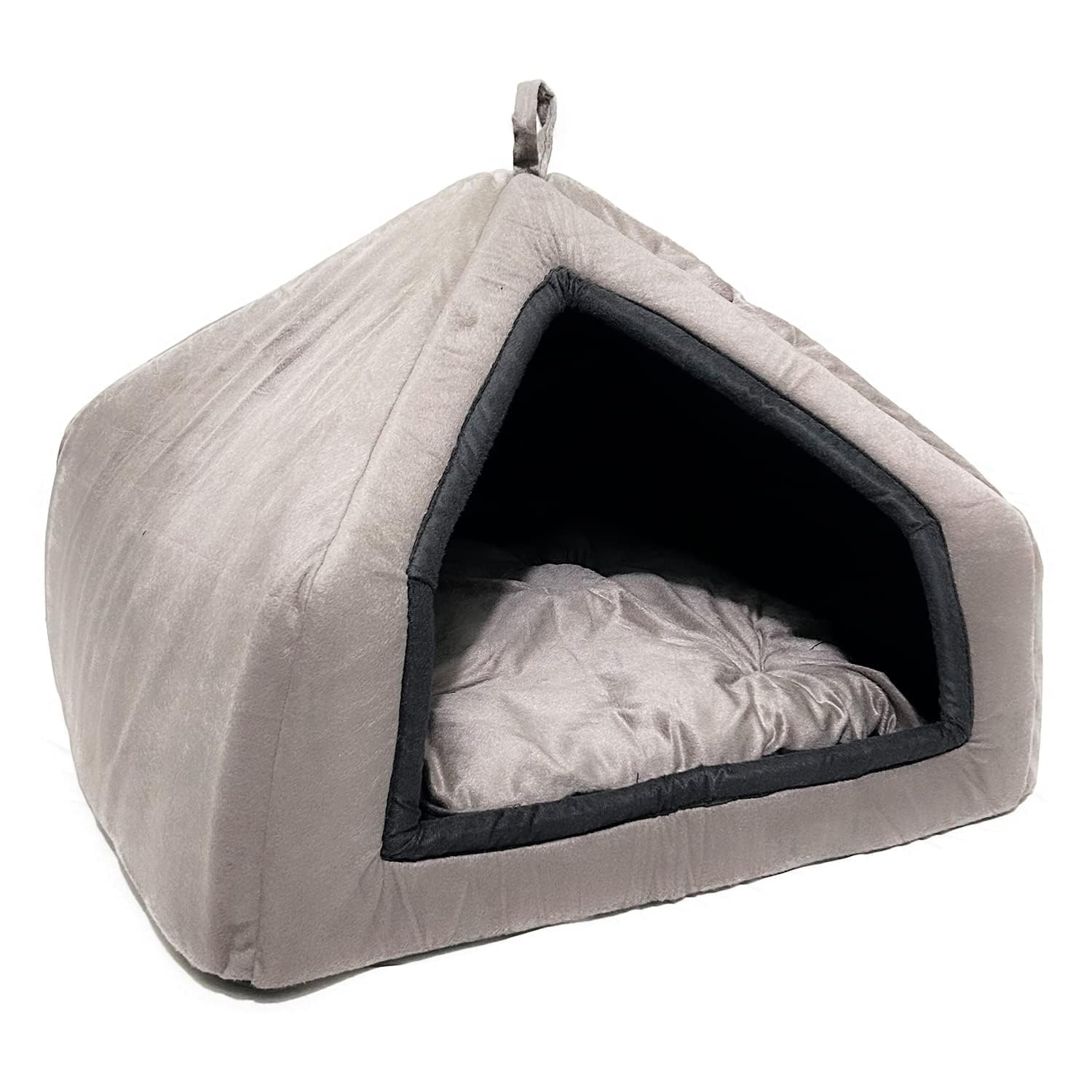  AMICA Premium Soft Velvet Fabric Bed for Cats Kittens & Suitable for Dog Puppies Pet House (S, Grey)