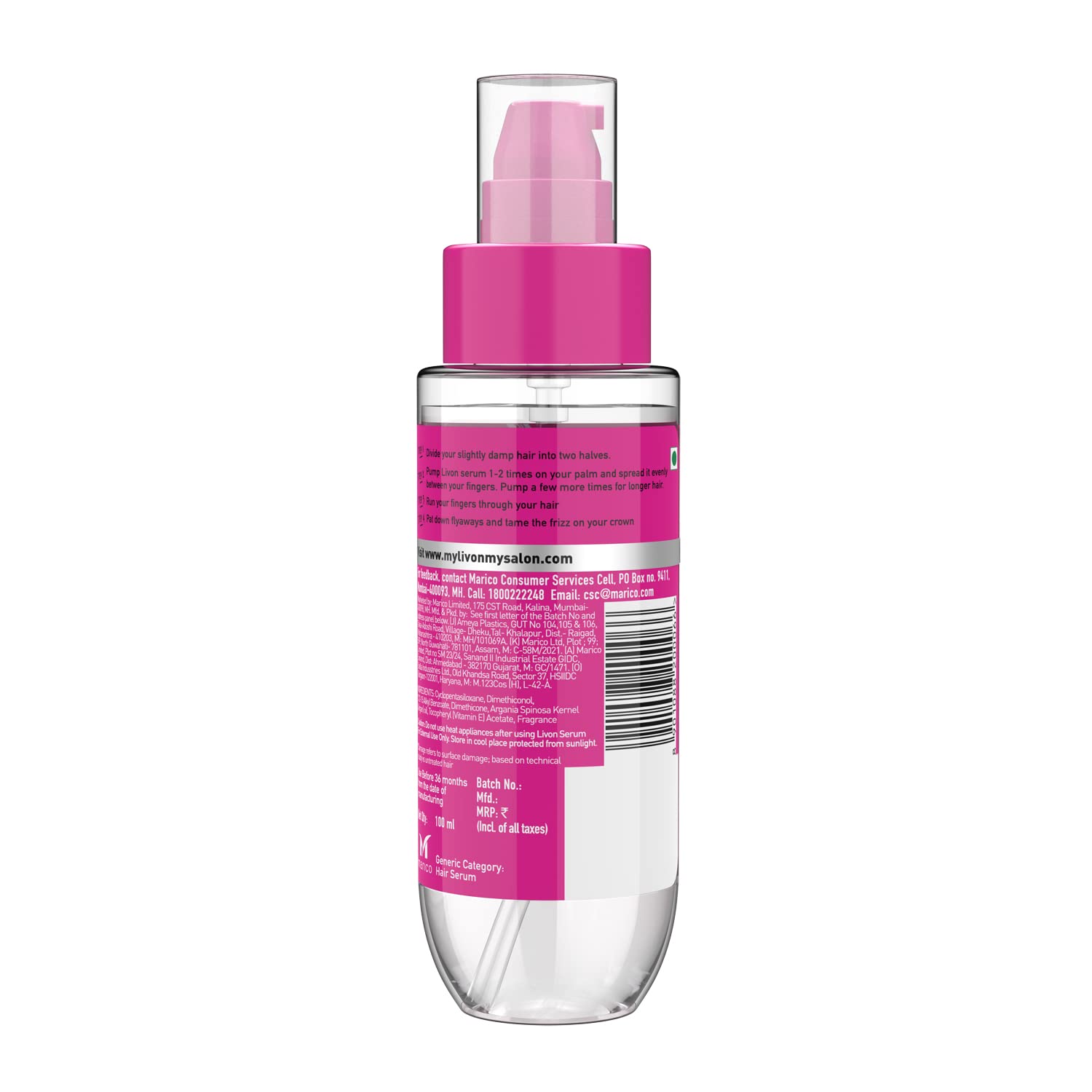 Livon Serum for Women & Men|All Hair Types for Frizz-free, Smooth & Glossy Hair |With Argan Oil & Vitamin E |100ml