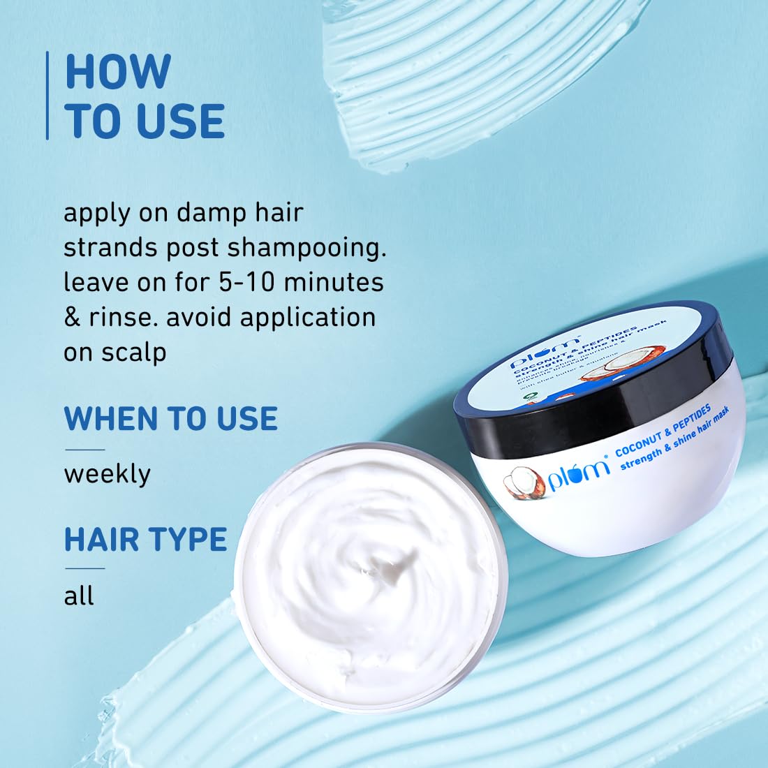 Plum Coconut Hair Mask | Rough, Dry and Frizzy Hair | With Coconut Oil, Peptides & Shea Butter for Softer, Smoother & Shinier Hair I Hair Spa for Women & Men I 200g