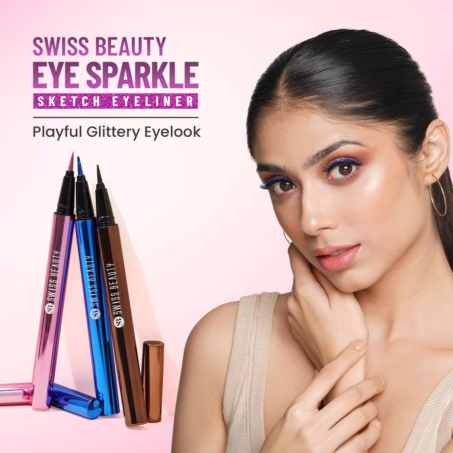 Swiss Beauty Eye Sparkle Sketch eye liner | Smudge-proof, Waterproof eye makeup with Glittery effect | Precision application| Quick dry | Shade- Charming Gold, 0.6gm