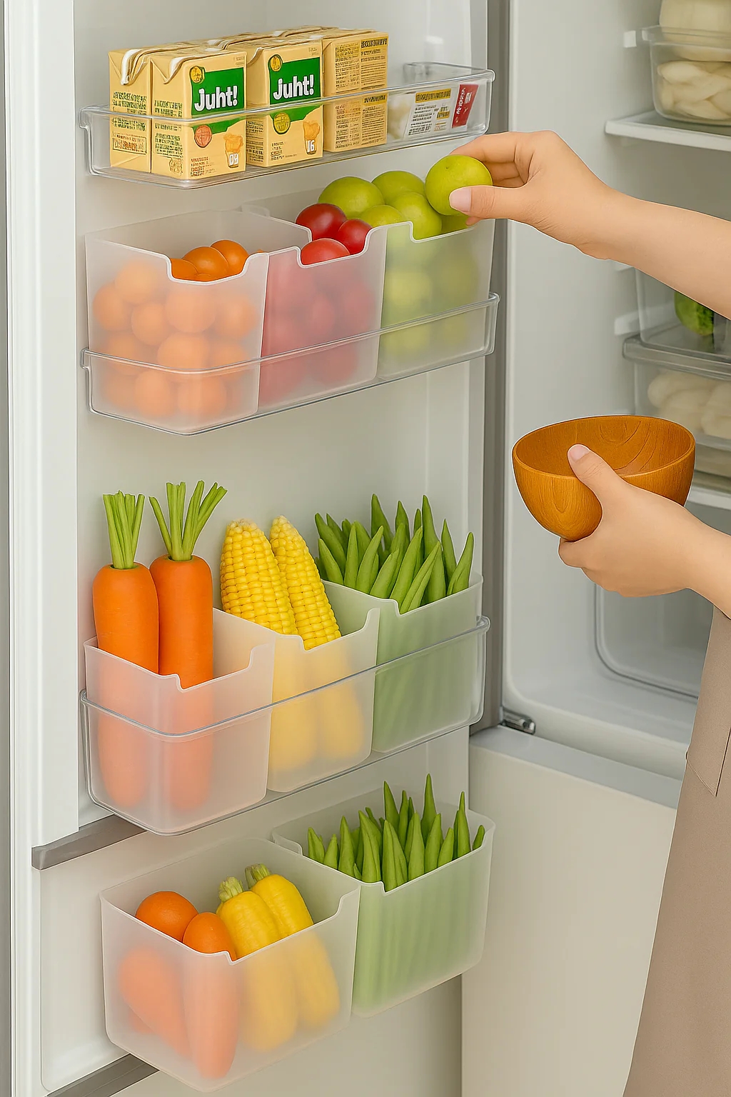 Set of 6 Multipurpose Frosted Plastic Storage Containers | Kitchen, Fridge, Bathroom & Desk Organiser | Compact & Durable Design