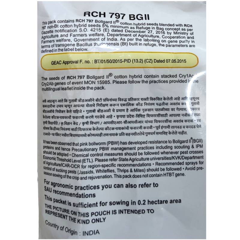 Rasi RCH 797 ( Cotton seeds ) BG2
