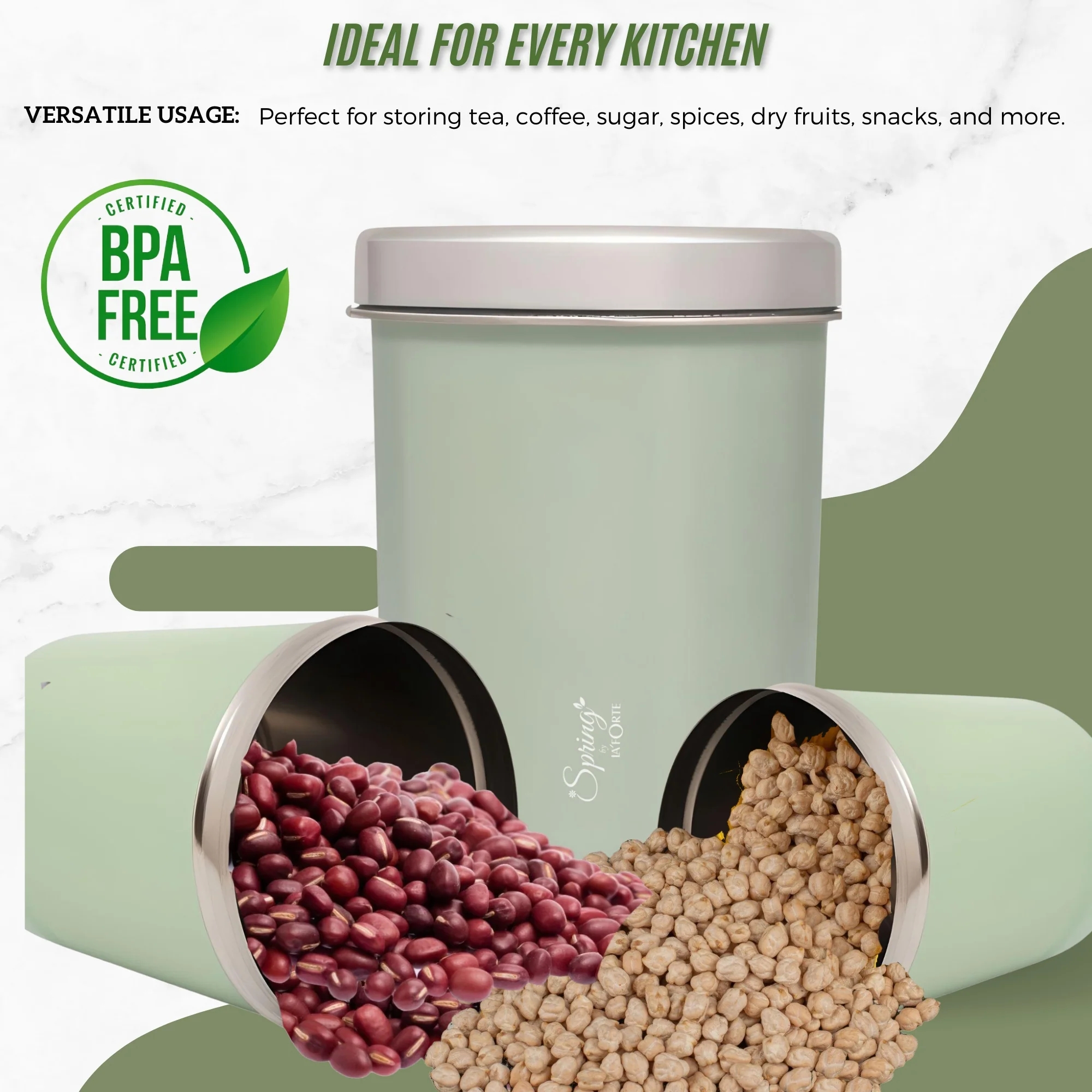 3-Piece Premium Kitchen Canister Set | Airtight Storage for Tea, Coffee, Spices & More