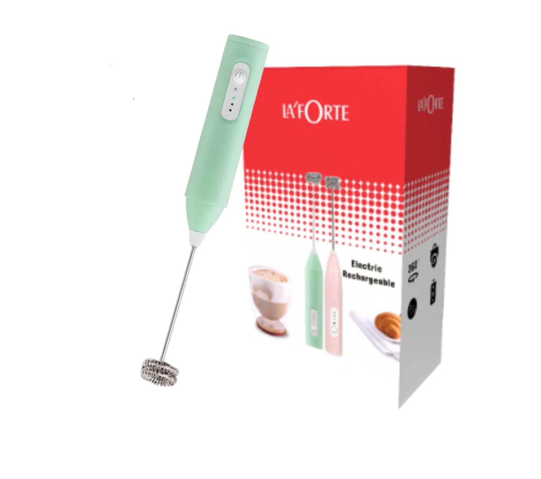 LA' FORTE Rechargeable Mini Blender- Milk Frother, Whisker, Coffee Beater