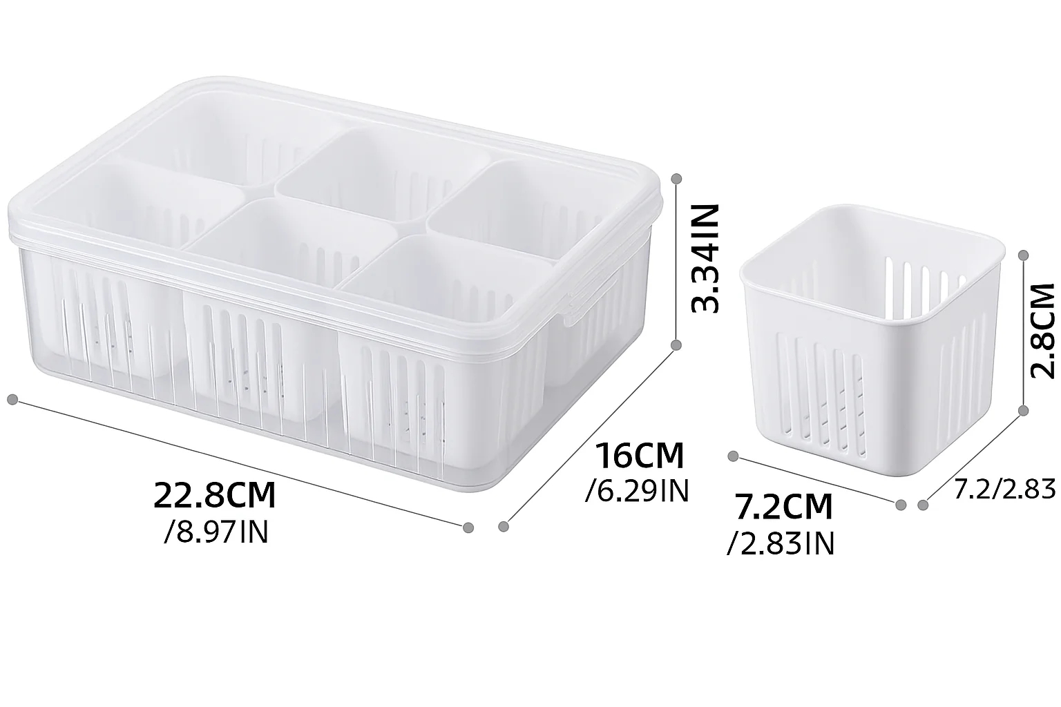 Durable Plastic Kitchen Storage Container Set with Drain Baskets | Multipurpose Fridge & Freezer Organizer Box | Masala, Vegetables & Dry Goods Storage | Airtight & Easy to Clean