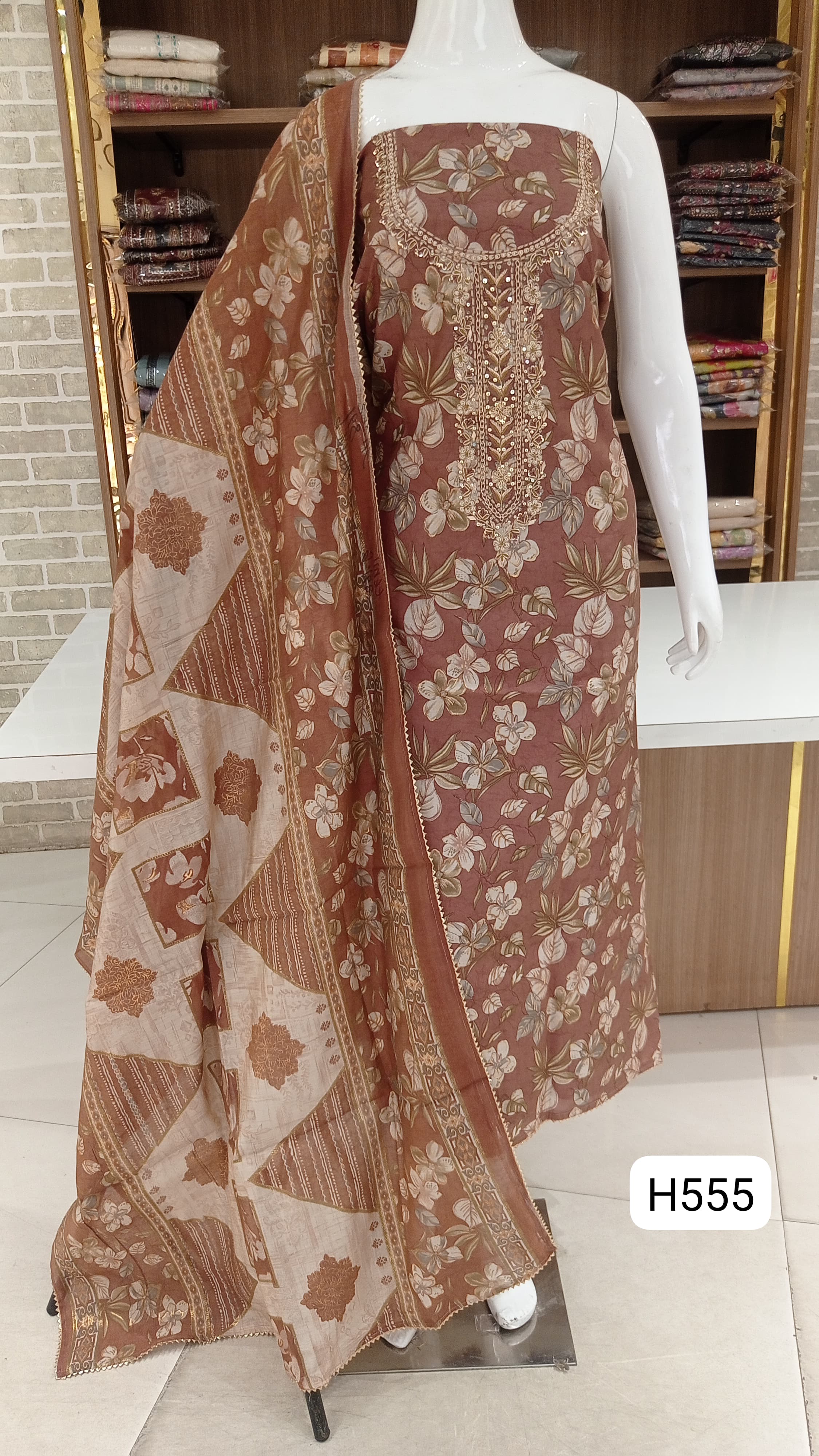 Modal silk dress materials  with beautiful  neck working  