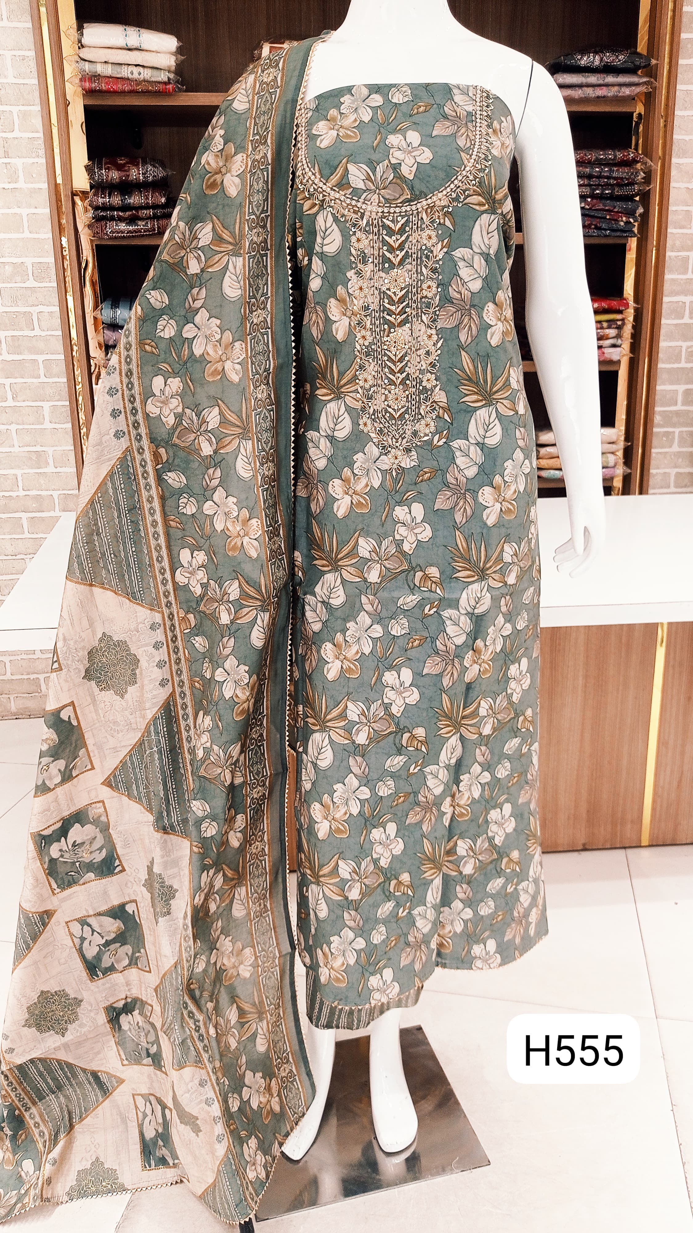 Modal silk dress materials  with beautiful  neck working  