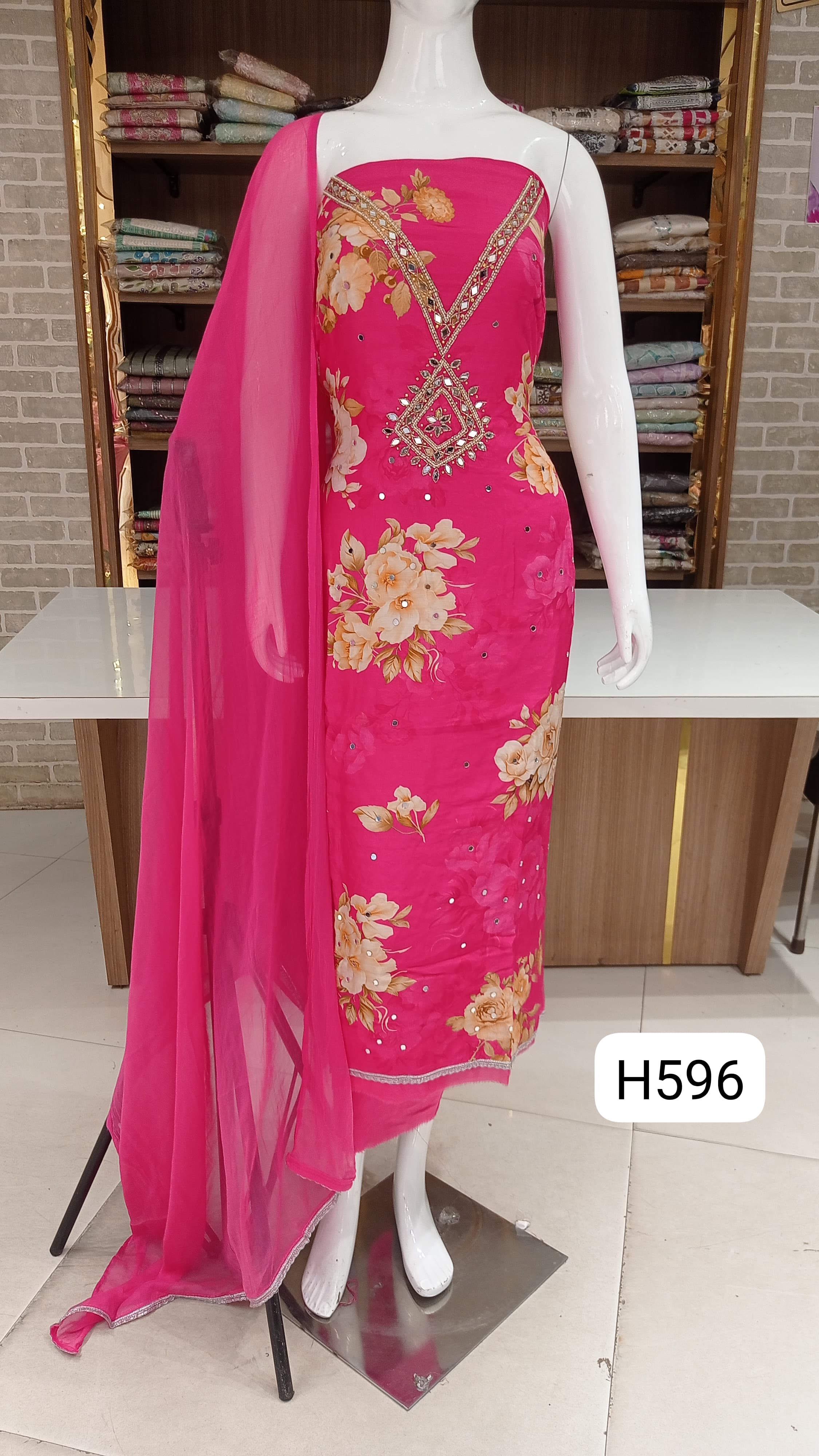   Muslin silk semi stitched  beautiful  original  mirror 