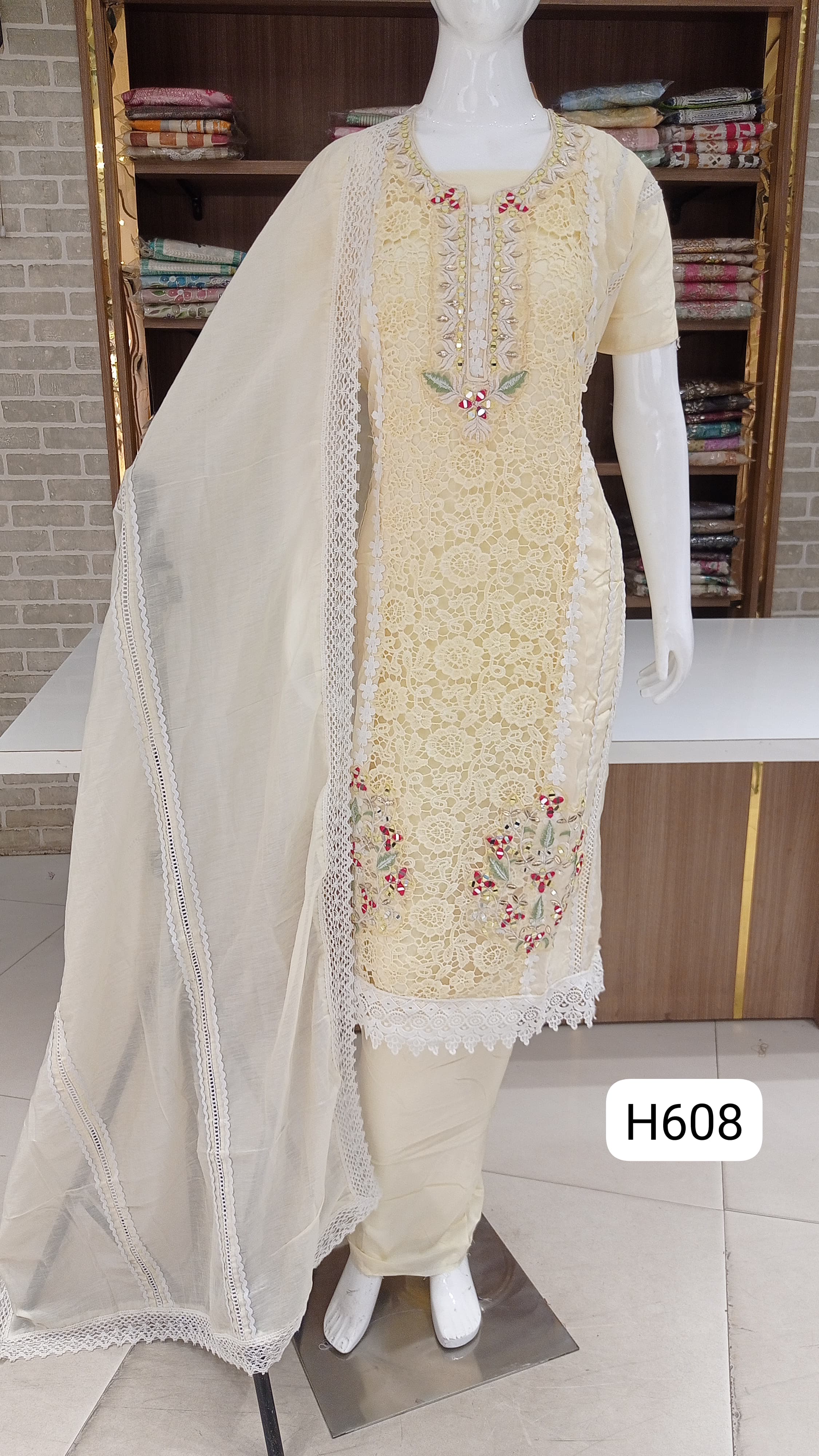 Karachi suits with beautiful  lace work 