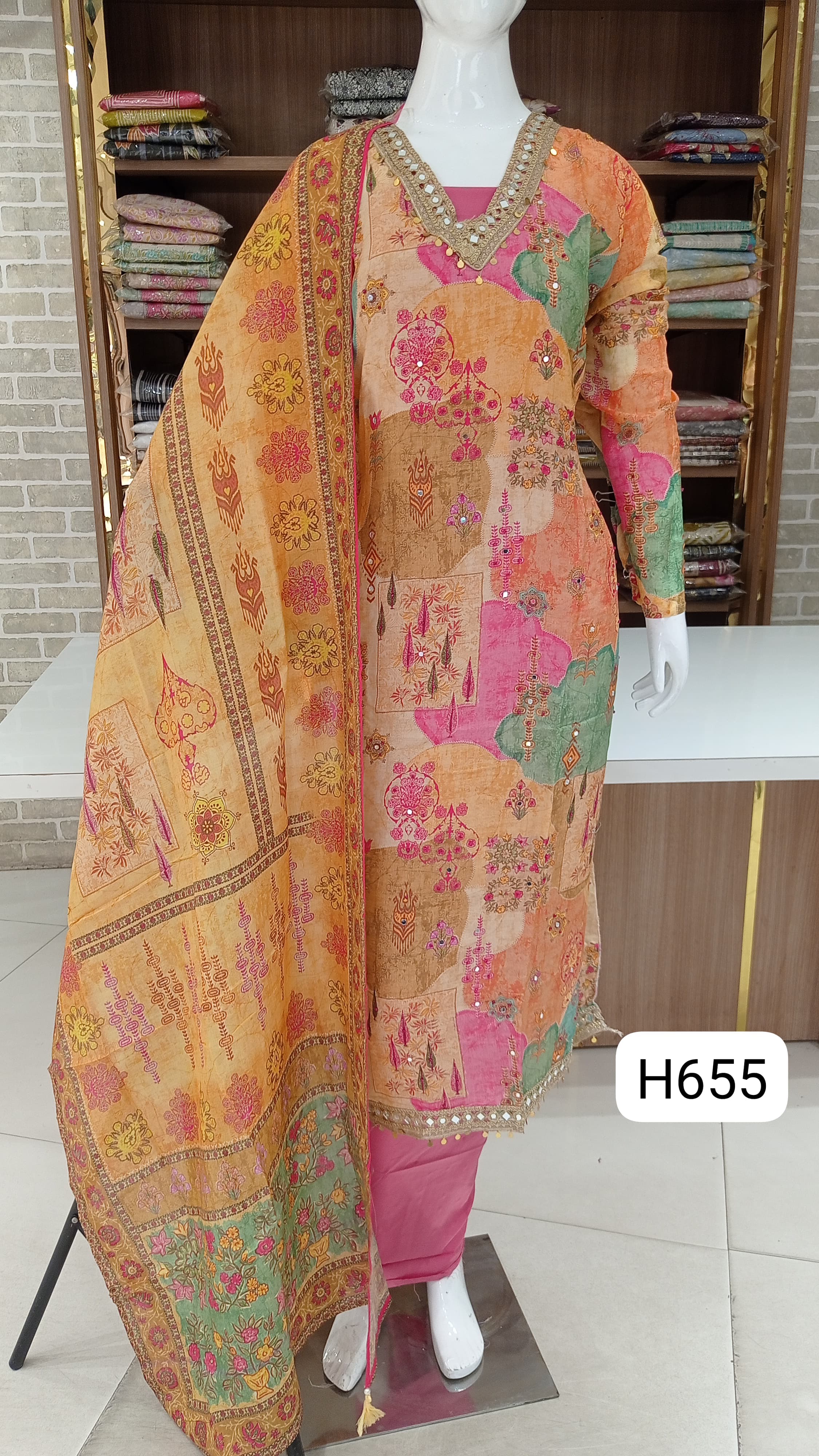 Muslin silk semi stitched 