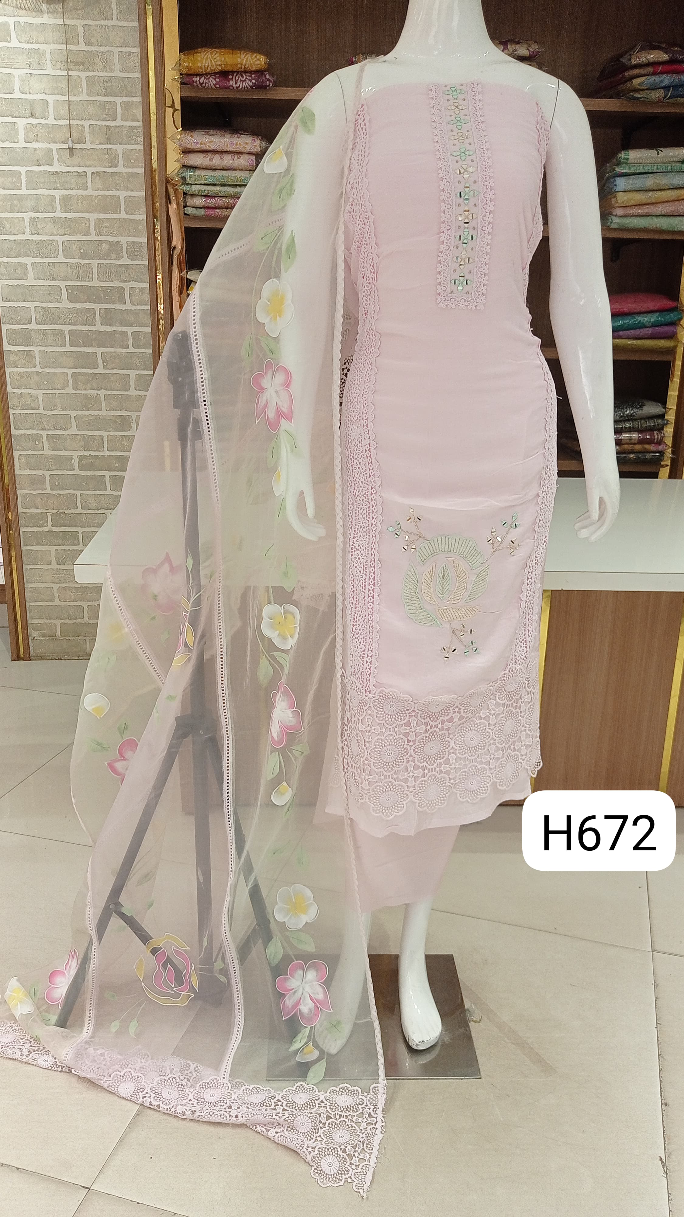 Imported  beautiful  soft muslin silk semi stitched  with beautiful  embroidery  