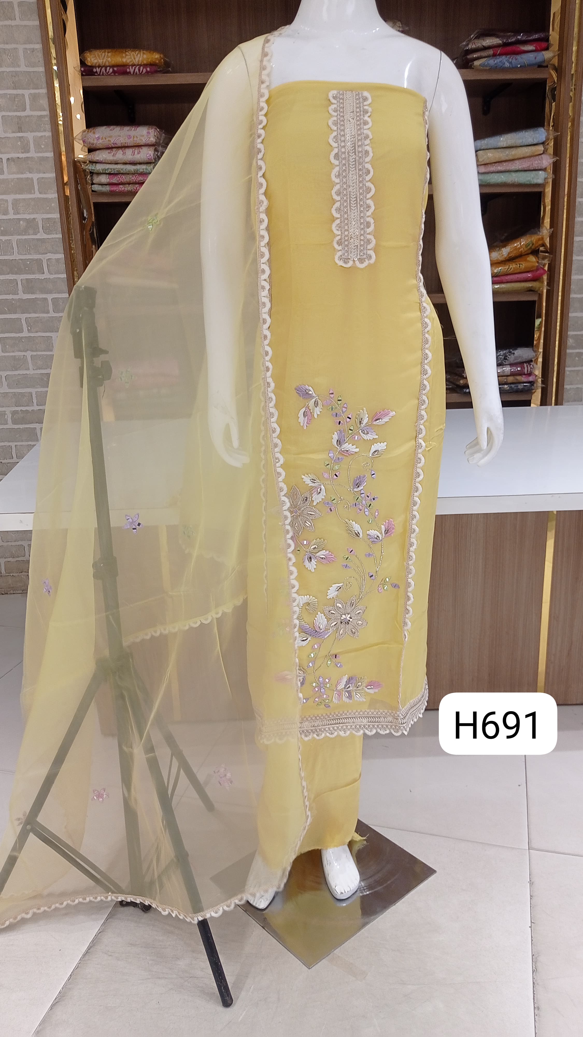 Imported soft organza beautiful front work 
