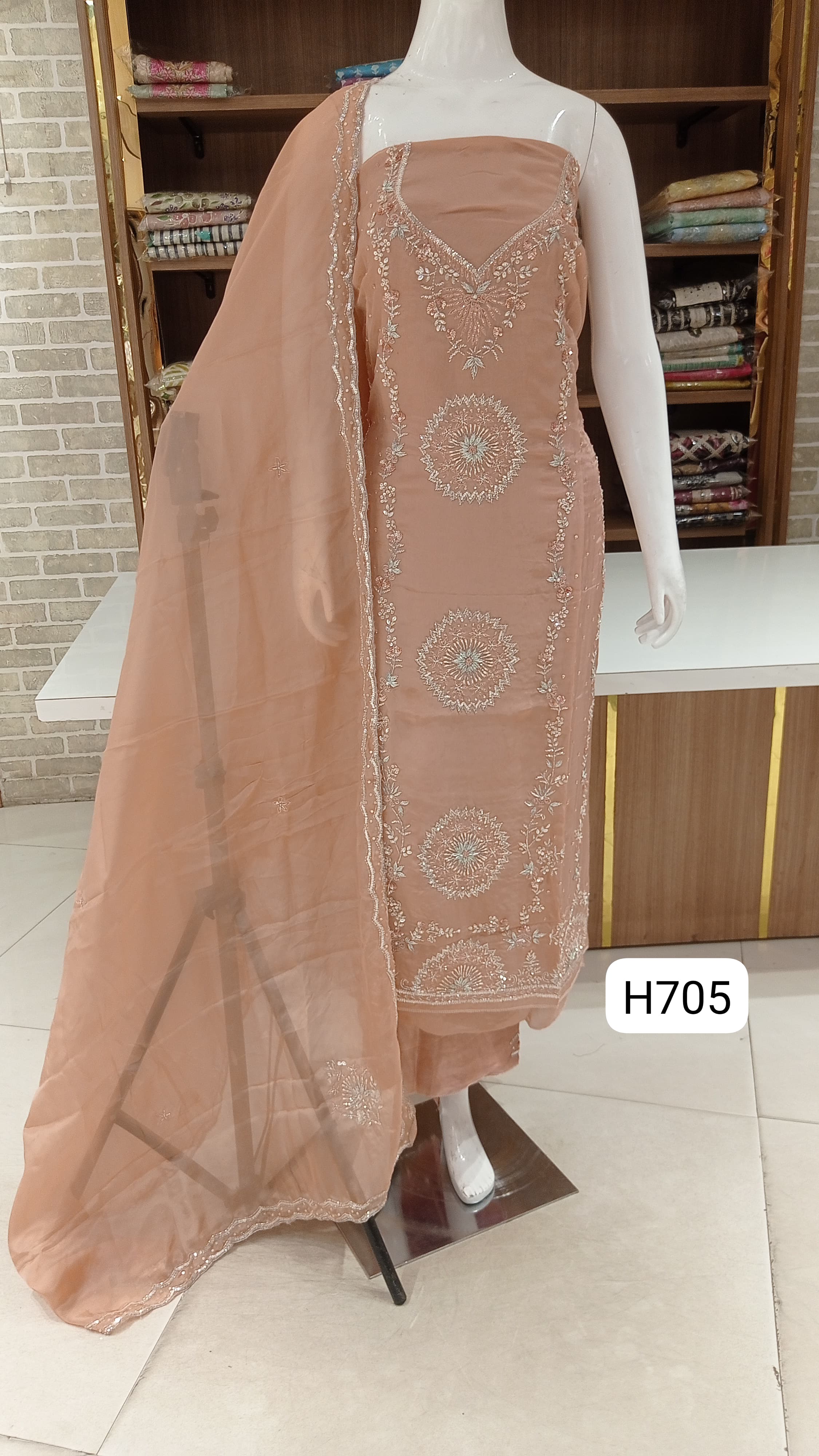 Fabric Imported pure  silk with beautiful  handwork 