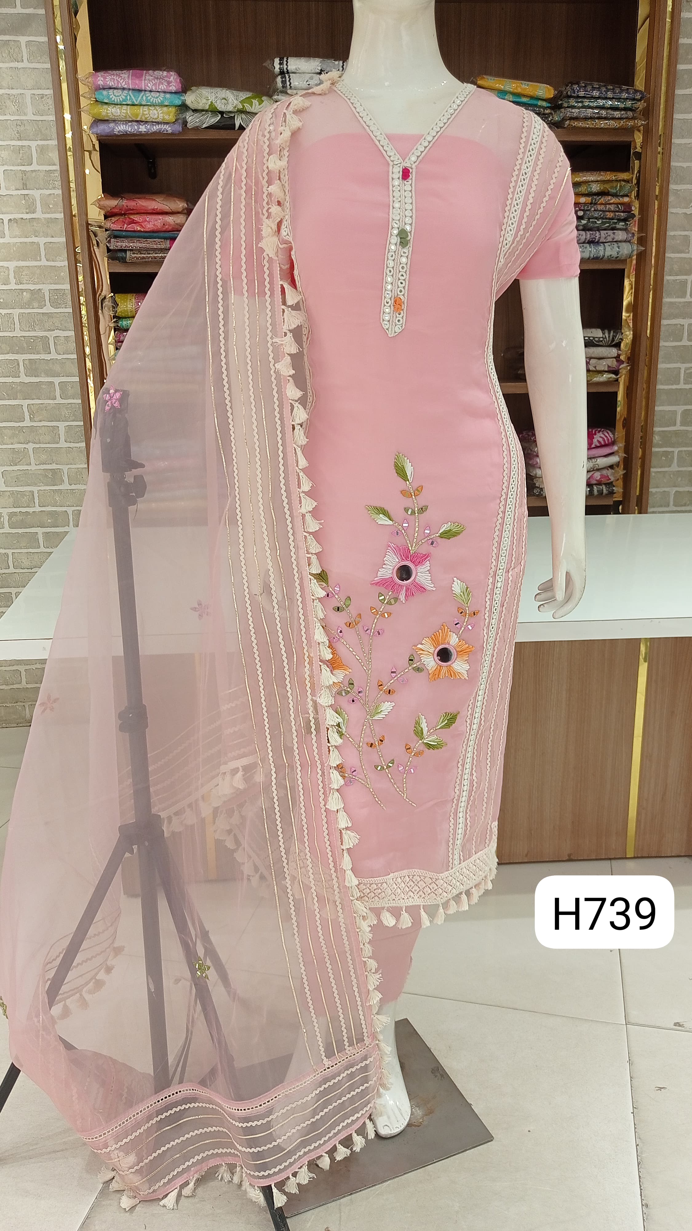 Premium quality pure organza silk with beautiful  work
