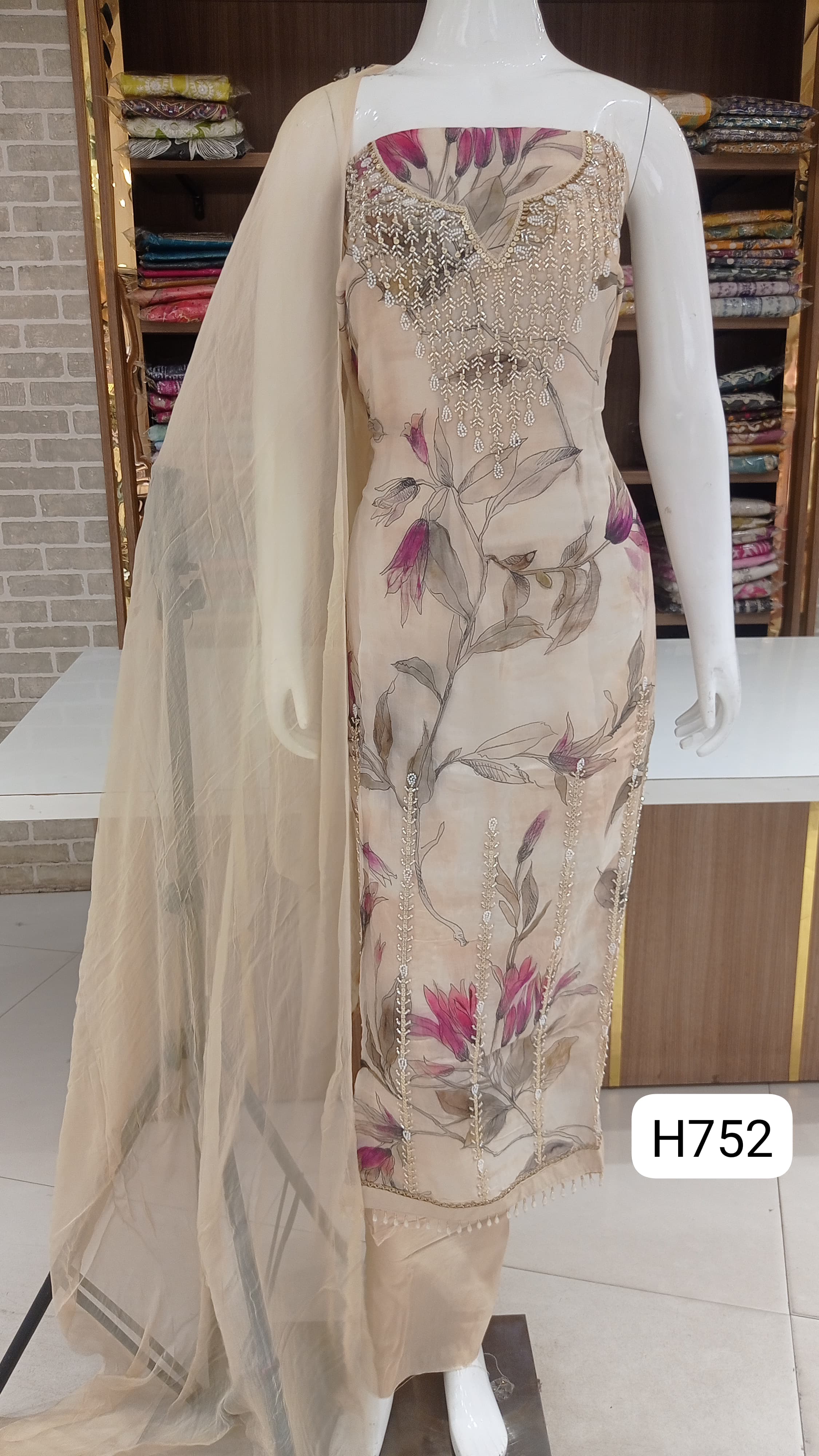 Premium party wear collection at soft silk beautiful digital print with neck hand work