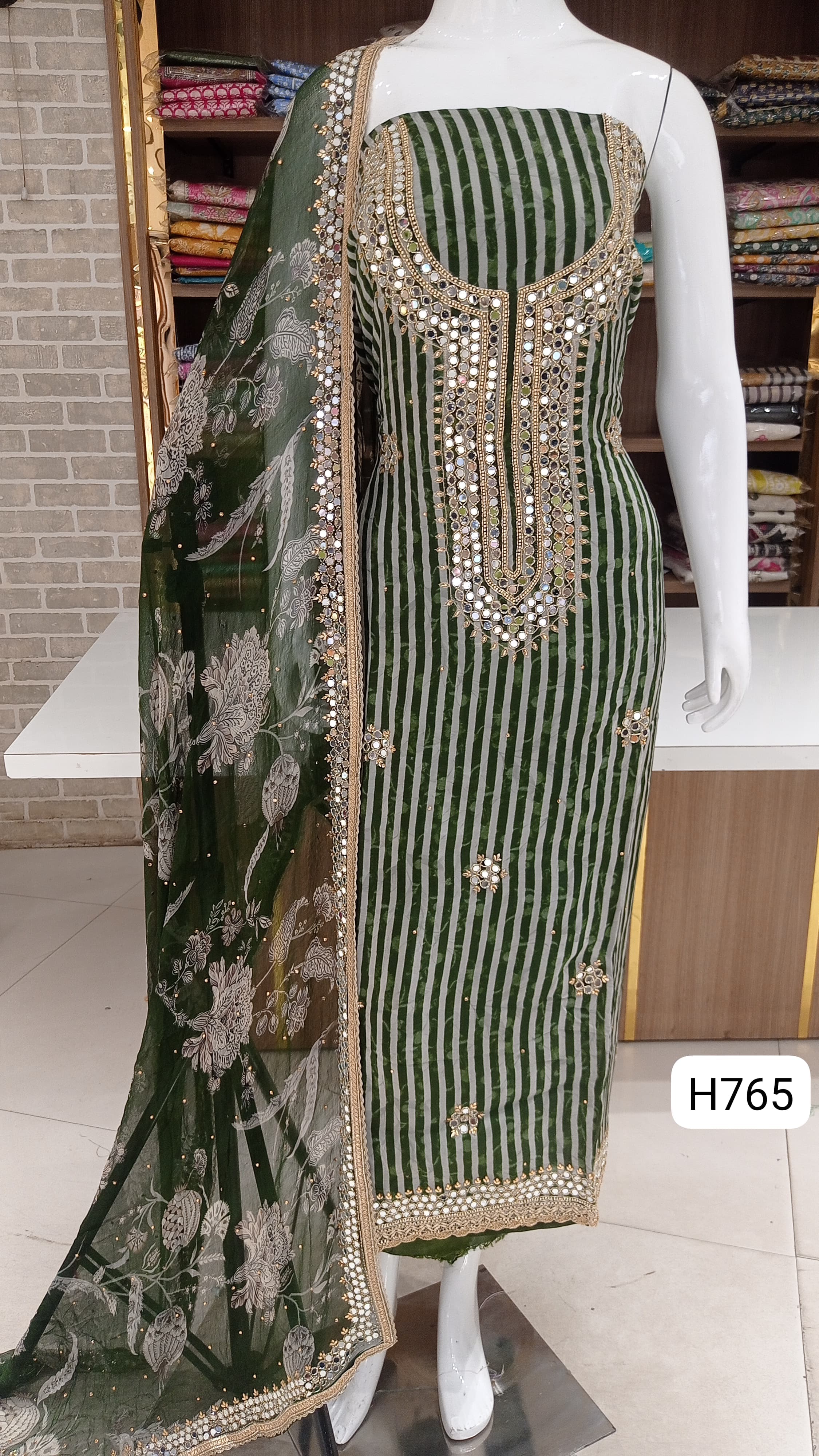 soft silk dress materials  with beautiful neck hand work