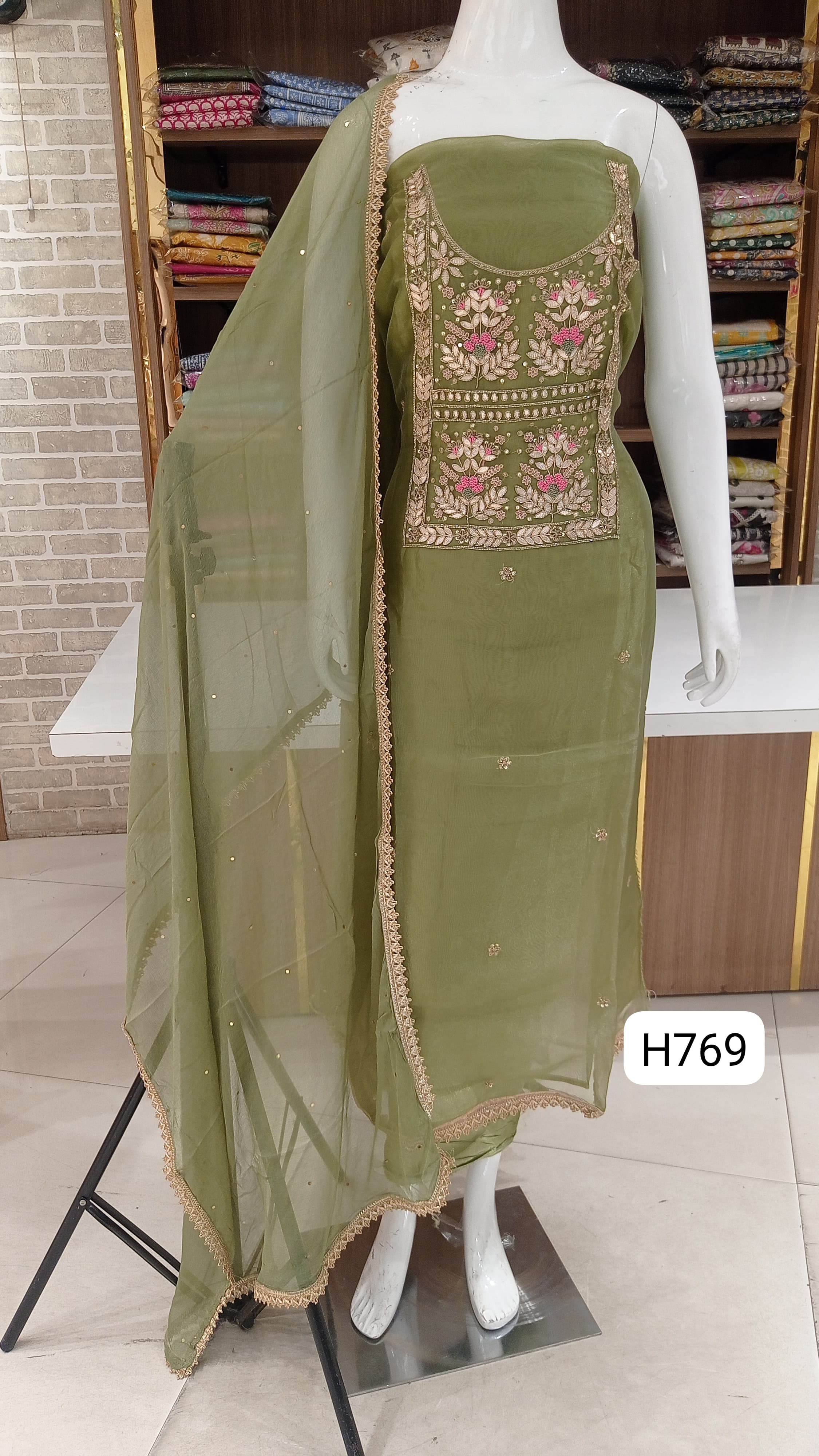 imported beautiful pure organza silk dress material 